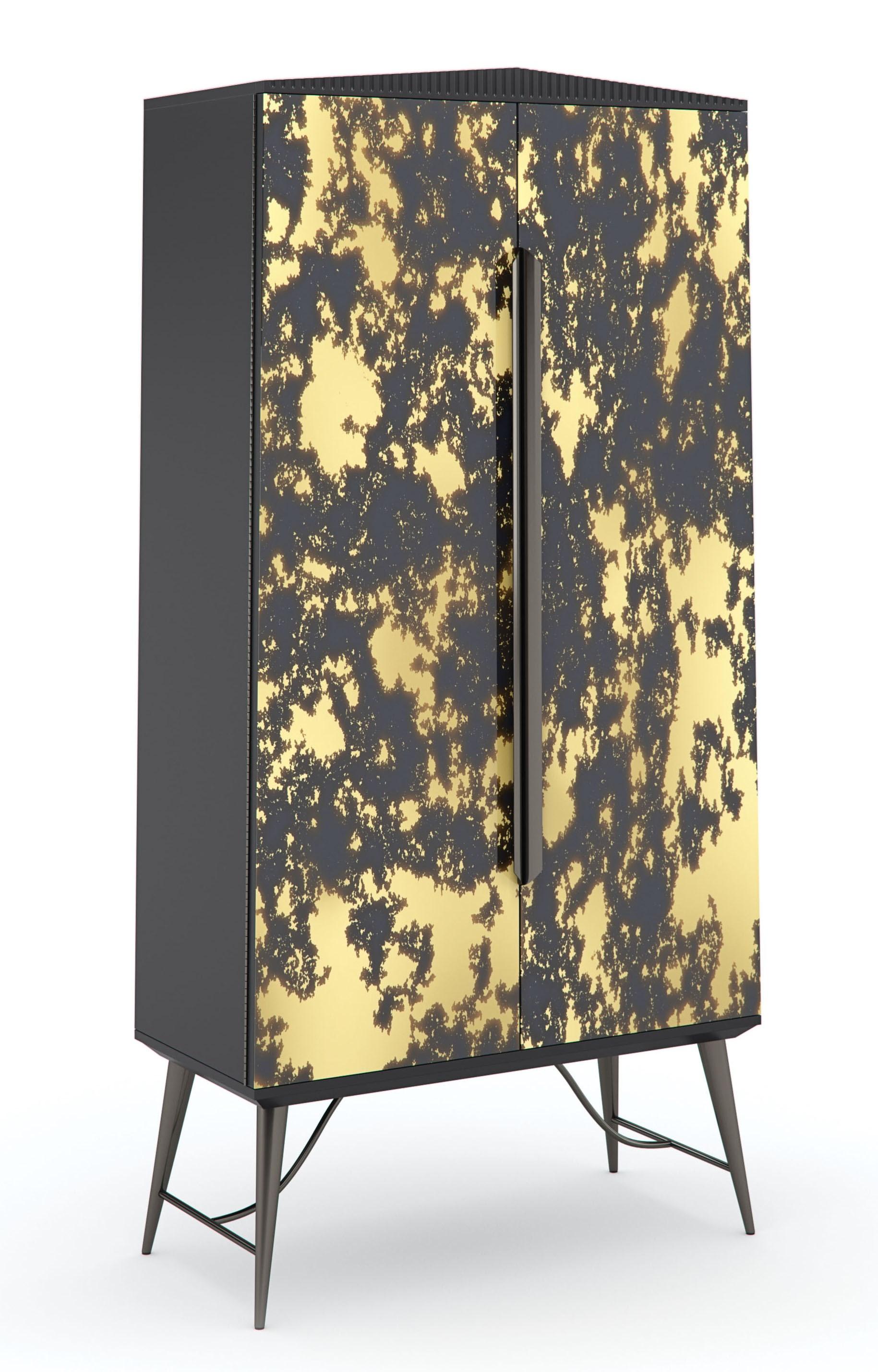 Contemporary Bar Cabinet SERVED WITH A TWIST CLA-020-512 in Gray Fabric