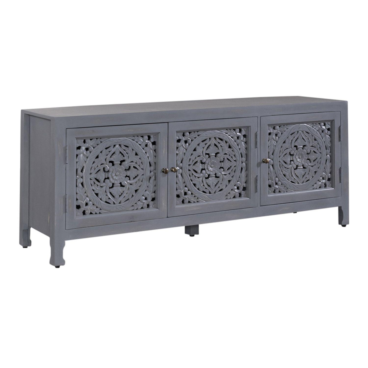 

    
Wash Gray Finish 3 Door Accent TV Stand Marisol Liberty Furniture
