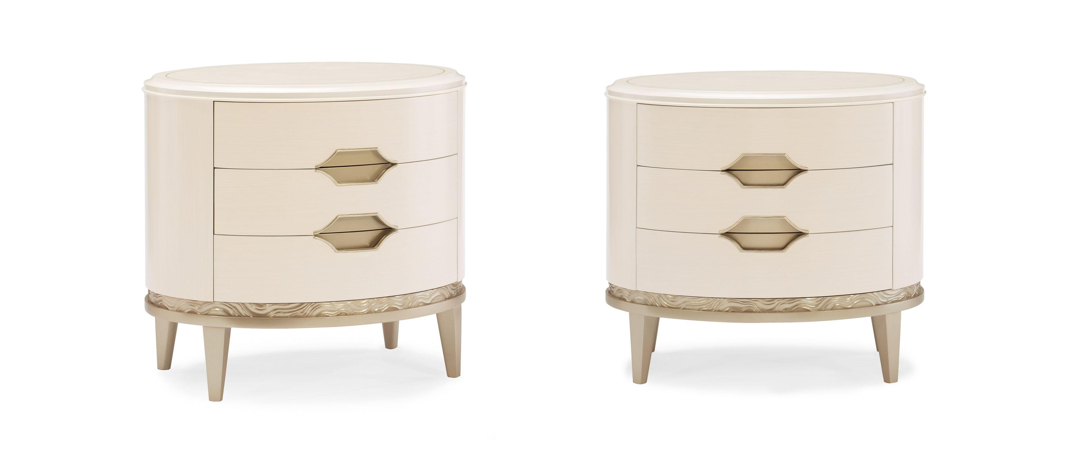 Contemporary Nightstand Set ADELA NIGHTSTAND C013-016-063-Set-2 in Off-White, Taupe 