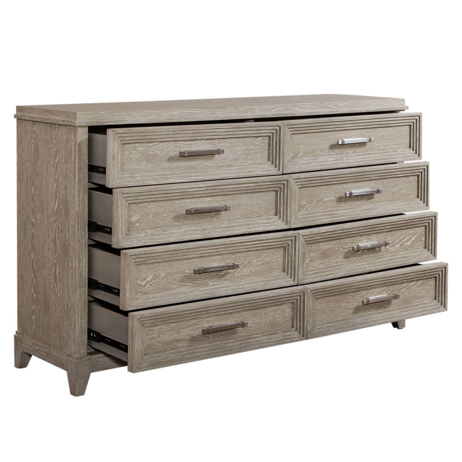 

    
Washed Taupe & Silver Champagne 8 Drawer Dresser Belmar Liberty Furniture
