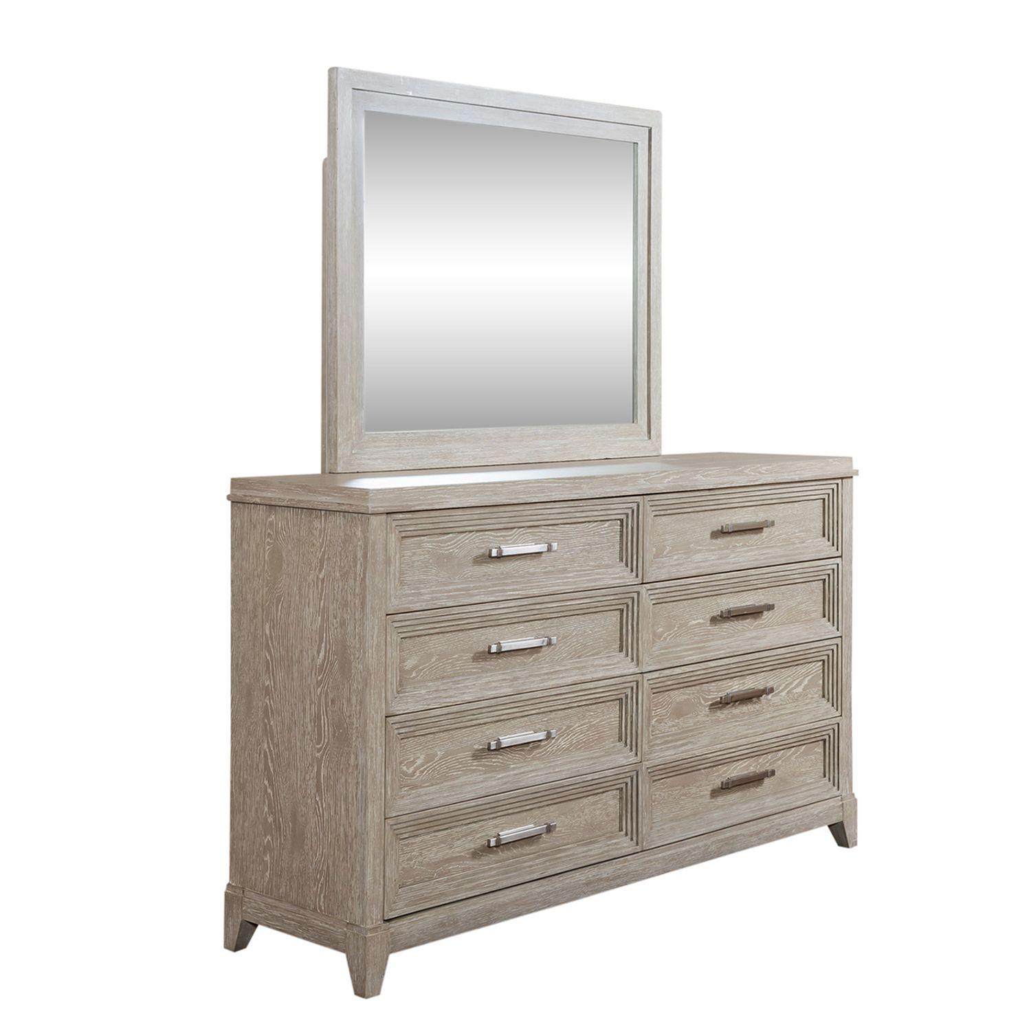 

    
Washed Taupe & Silver Champagne Finish Dresser & Mirror Belmar Liberty Furniture
