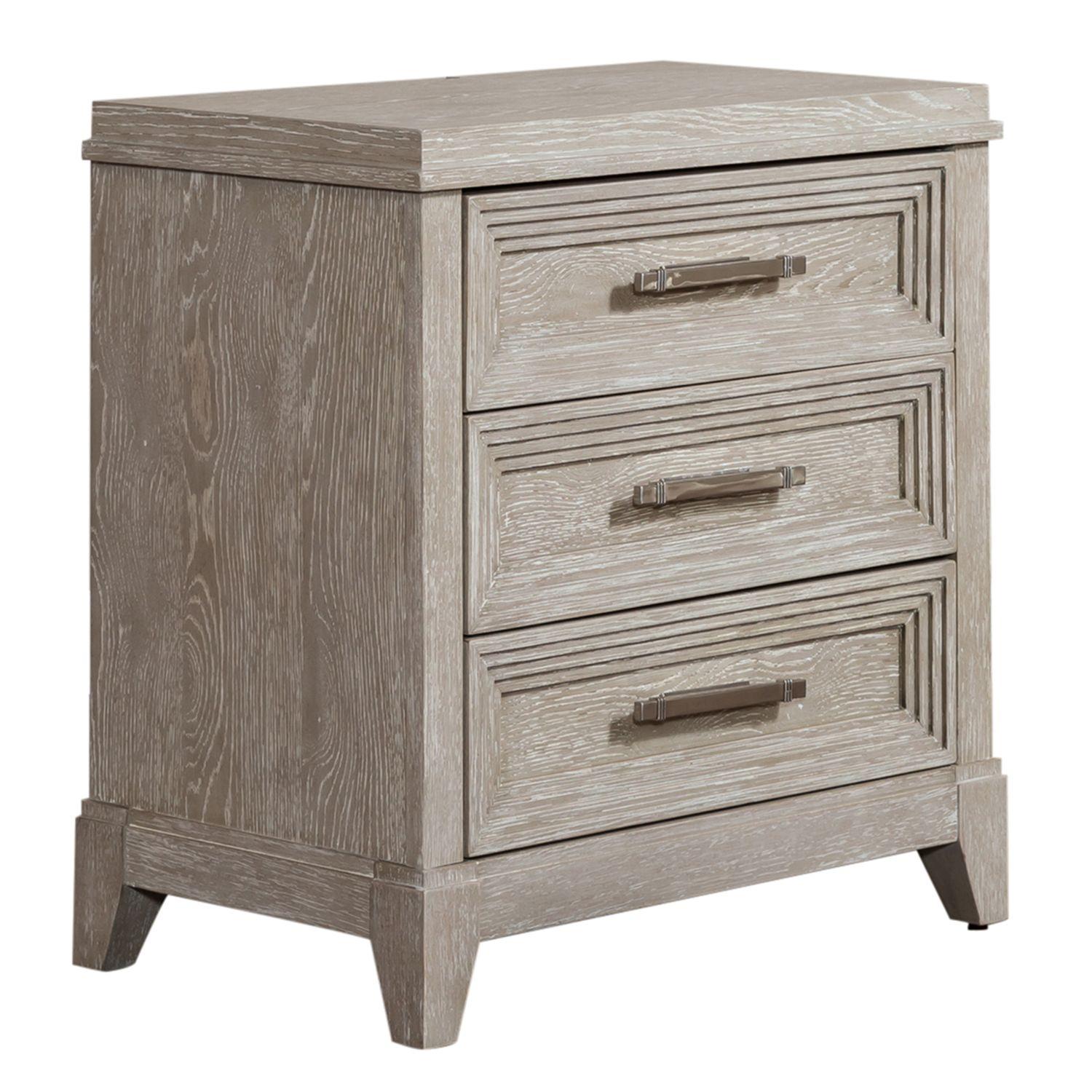 

    
Washed Taupe & Silver Champagne Nightstands Set 2 Pcs Belmar Liberty Furniture
