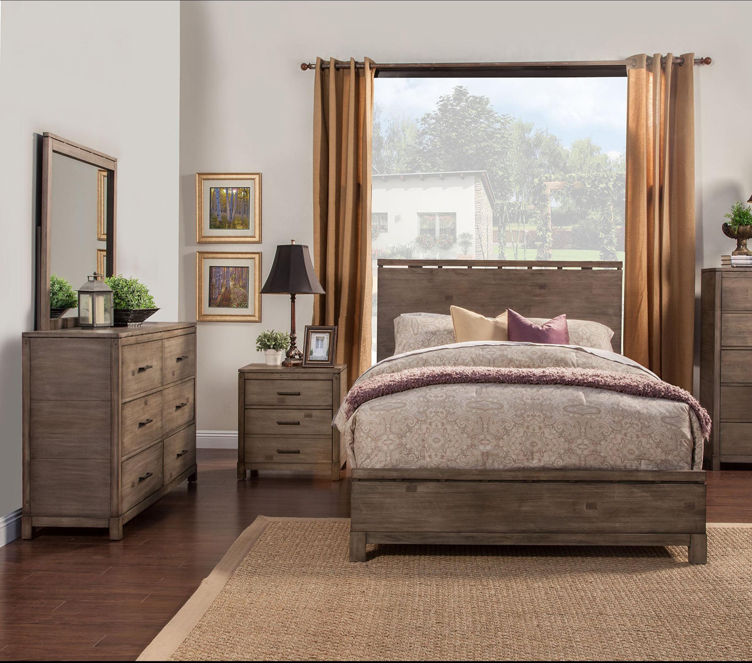 

    
Weathered Gray Cal King Panel Bedroom Set 4 SYDNEY ALPINE Traditional Modern
