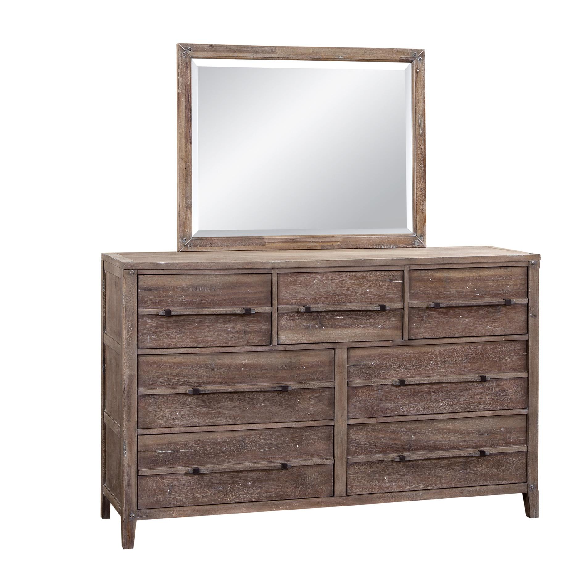 Classic, Traditional Dresser With Mirror AURORA 2800-TDLM 2800-TDLM in Driftwood, Gray 
