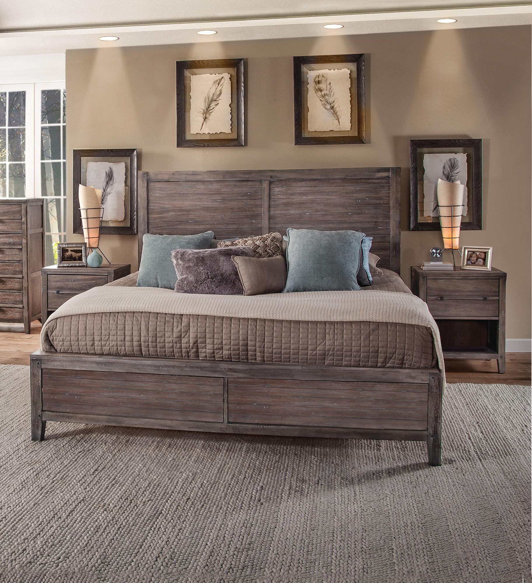 Classic, Traditional Panel Bedroom Set AURORA 2800-66PNPN 2800-66PNPN-2N-3PC in Driftwood, Gray 