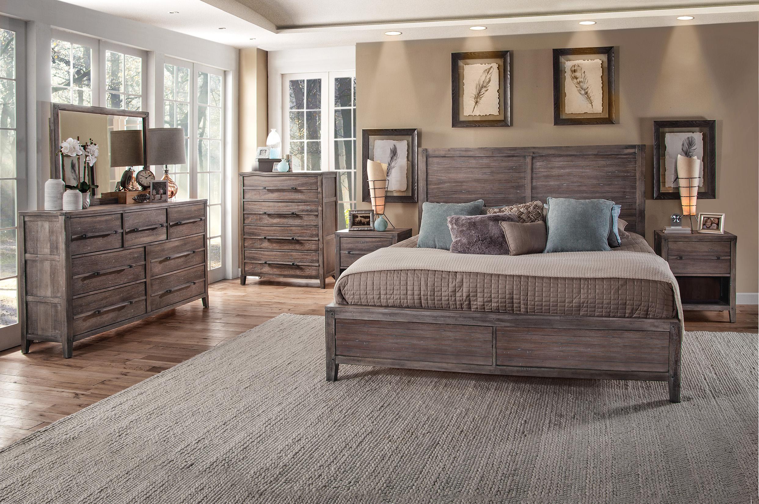 

    
Grey King Panel Bed Set 5Pcs AURORA 2800-66PNPN 2800-410 American Woodcrafters
