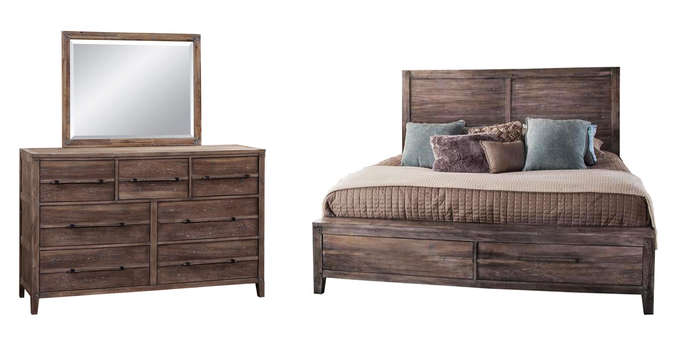 Classic, Traditional Panel Bedroom Set AURORA 2800-50PNPN 2800-QPNPN-3PC in Driftwood, Gray 