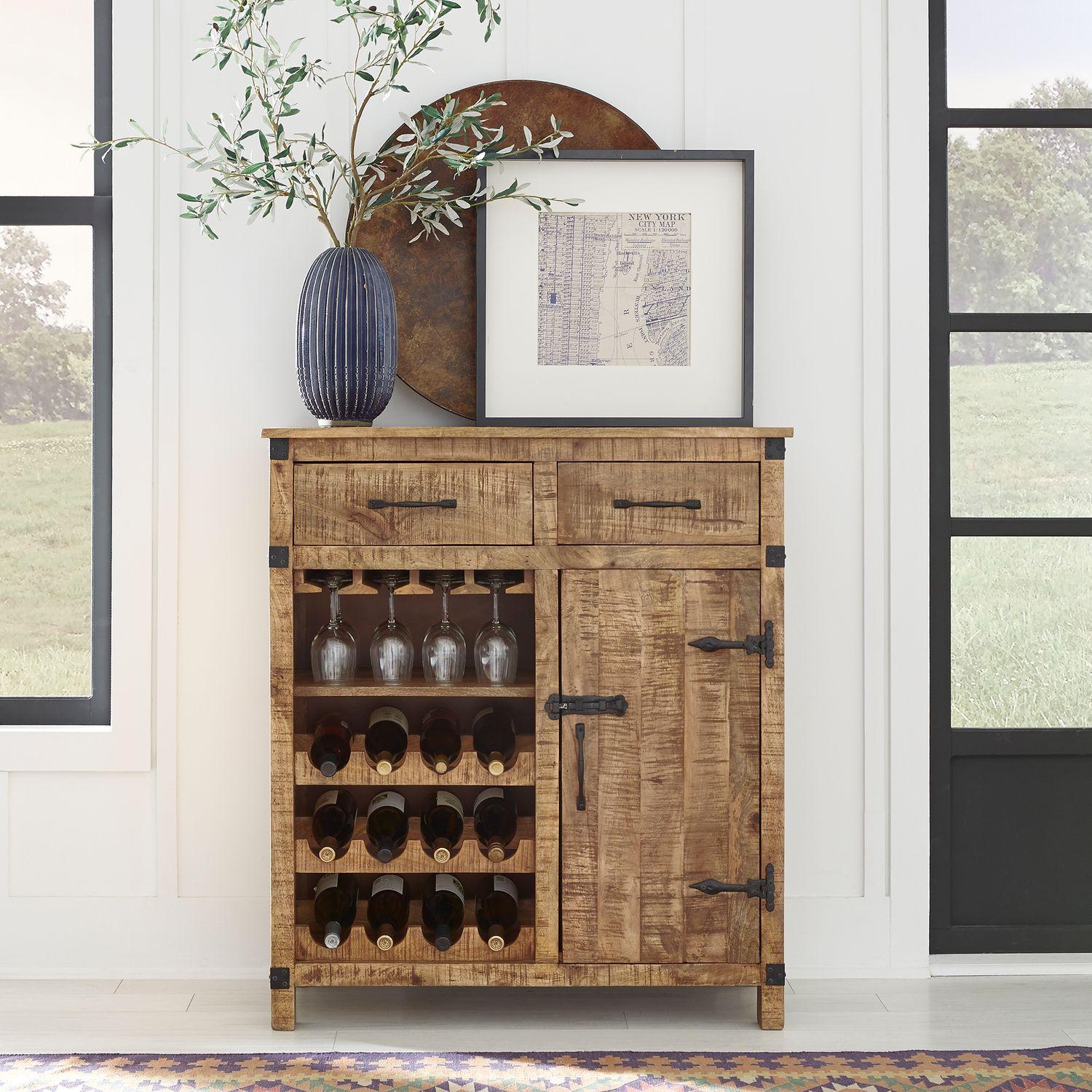 

    
Weathered Honey Finish Wine Accent Cabinet  Emerson Liberty Furniture
