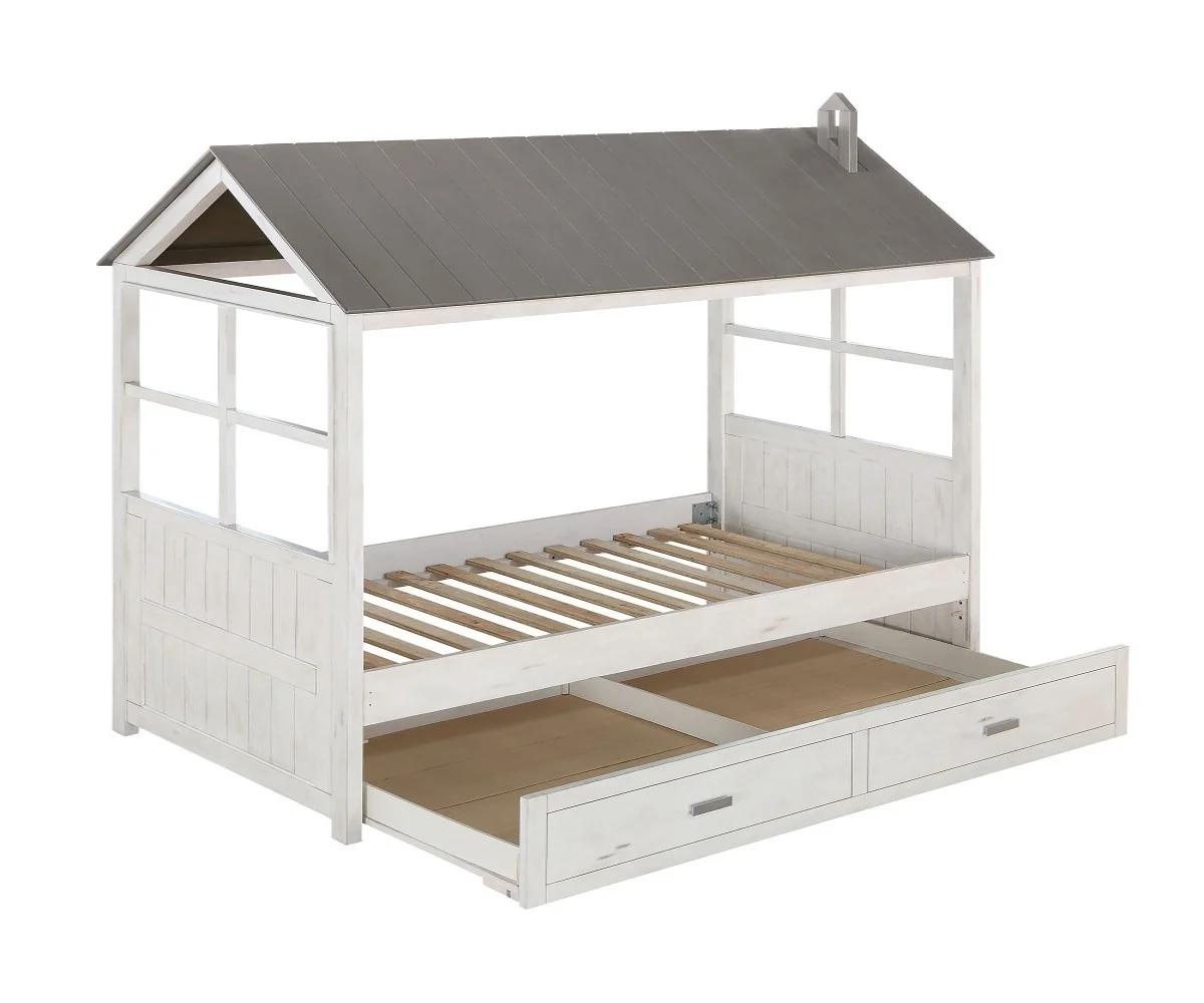 

    
White & Gray Twin Cottage Bed + Trundle by Acme Tree House II 37170T-2pcs
