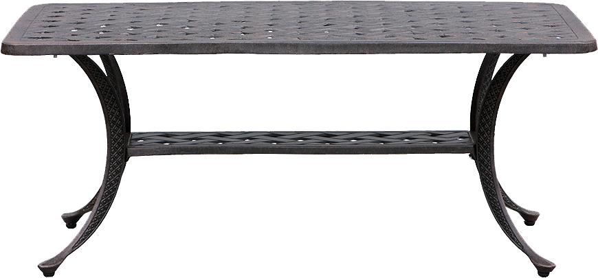 

    
Weave Cast Aluminum 42" x 21" Rectangle Coffee Table by CaliPatio
