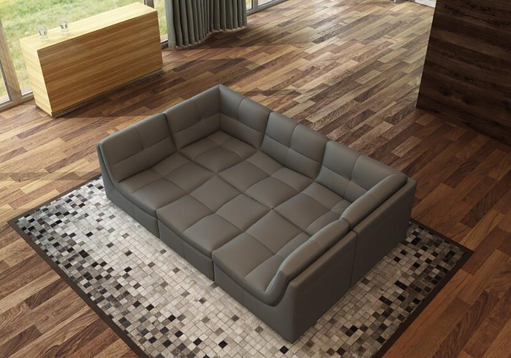 Modern Sectional Sofa Weisman GREY Weisman GREY in Gray Bonded Leather