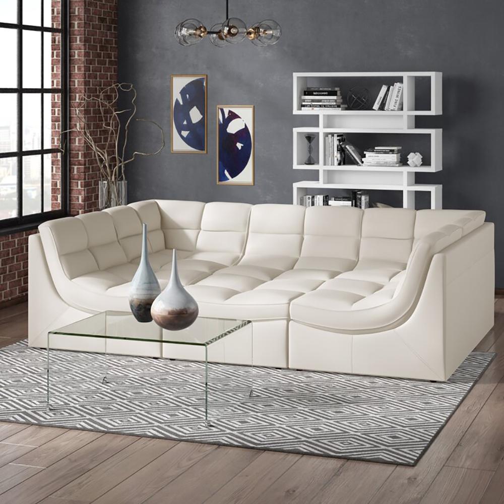 Modern Sectional Sofa Weisman WHITE Weisman WHITE in White Bonded Leather