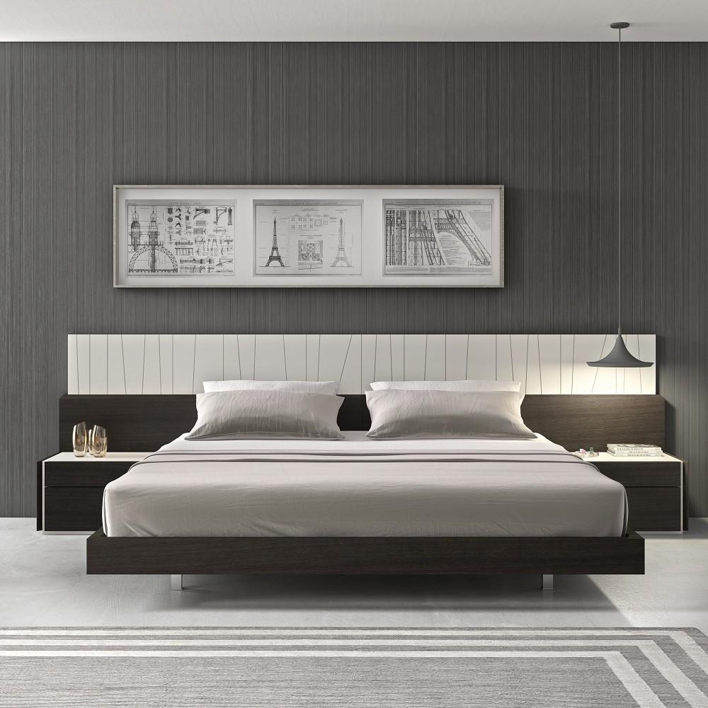 

    
Wenge & Light Grey L.E.D Lights King Size Platform Bedroom Set 3Pcs Modern J&M Porto
