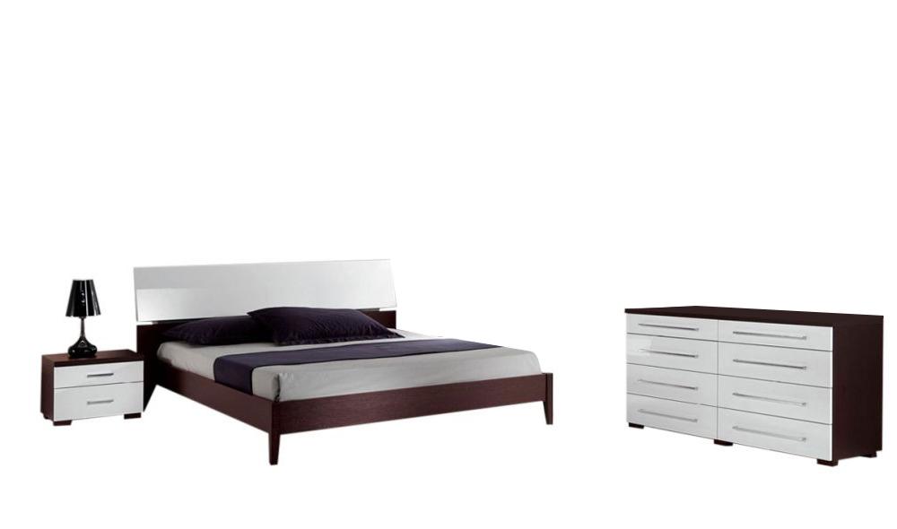 Contemporary Platform Bedroom Set LH1000WE/WH-Q/D/N LH1000WE/WH-Q-Set-3 in White, Wenge 