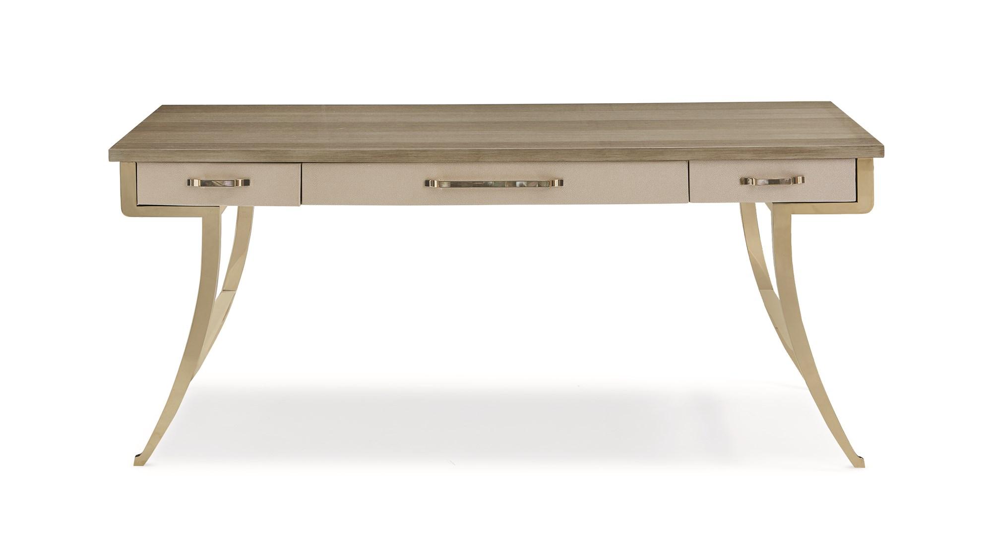 

    
Caracole WORK FORCE Console Table Taupe/Champagne CLA-016-451
