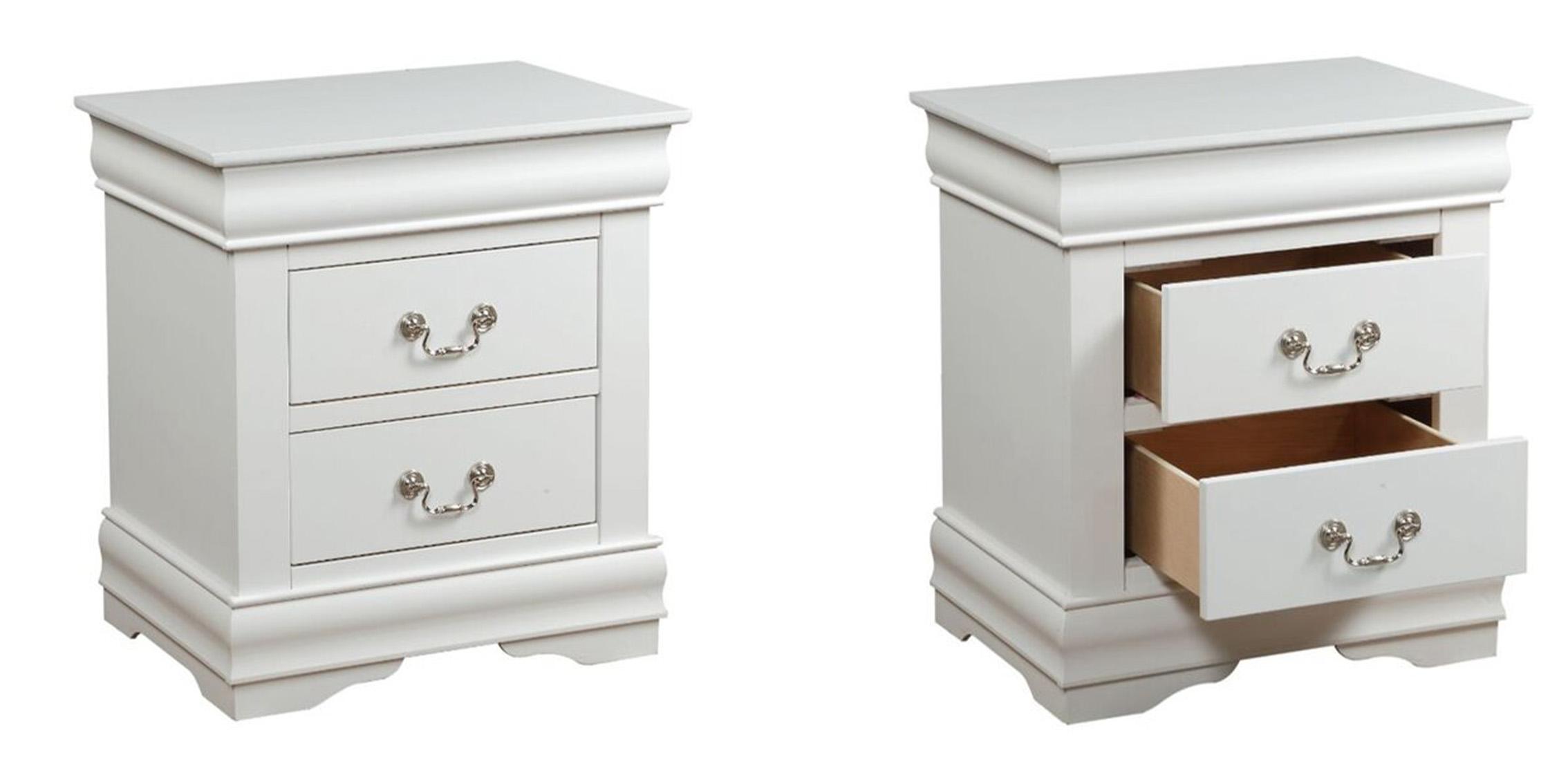 Contemporary, Modern Nightstand Set LOUIS PHILLIPE GHF-808857603500-Set-2 in White 