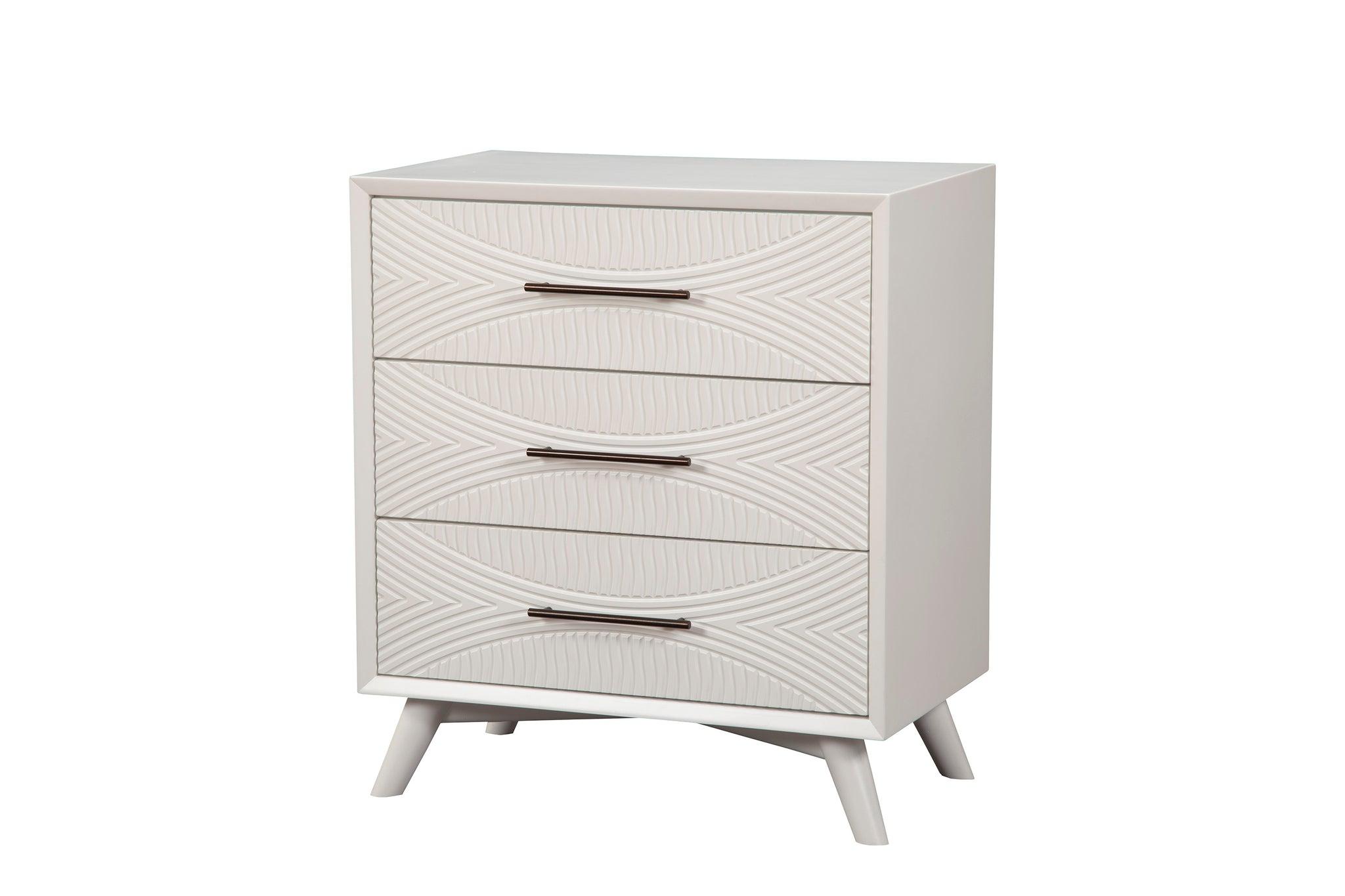 

    
White 3 Drawers Small Chest 1867-04 TRANQUILITY ALPINE Traditional Modern
