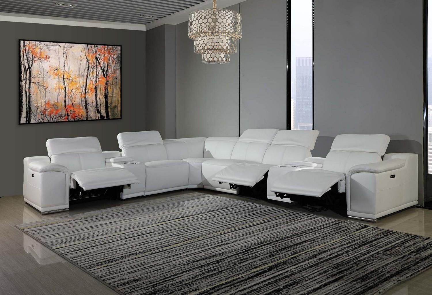 

    
WHITE 3-Power Reclining 8PC Sectional /w 2-Consoles 9762 Global United
