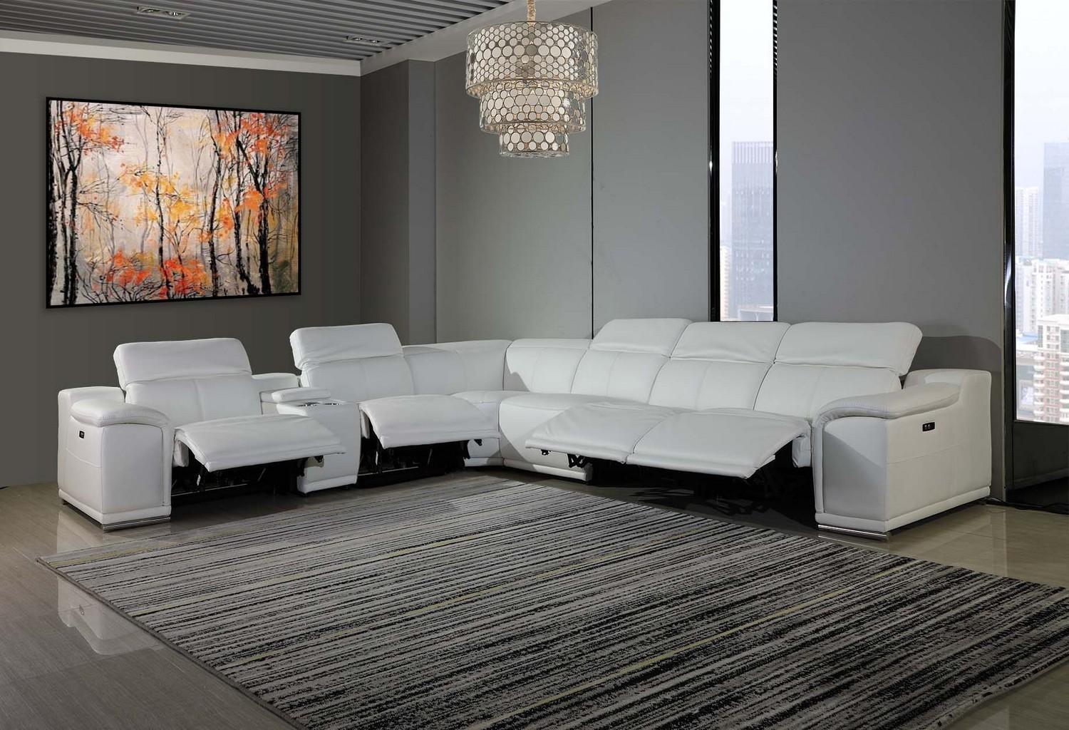 

    
WHITE 4-Power Reclining 7PC Sectional w/ 1-Console 9762 Global United

