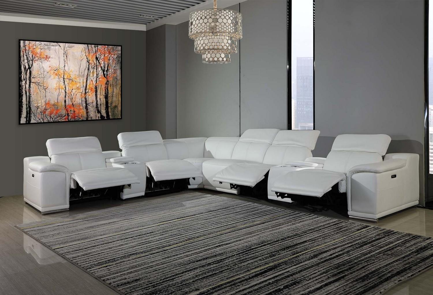 

    
WHITE 4-Power Reclining 8PC Sectional /w 2-Consoles 9762 Global United
