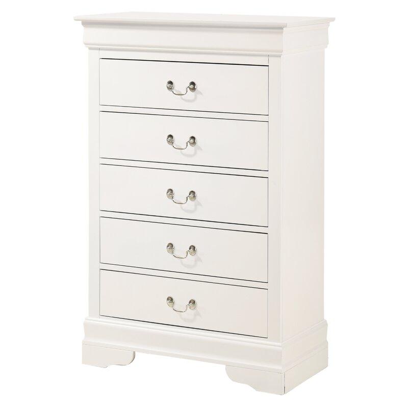 

    
White 5 Drawer Chest LOUIS PHILLIPE Galaxy Home Traditional Modern
