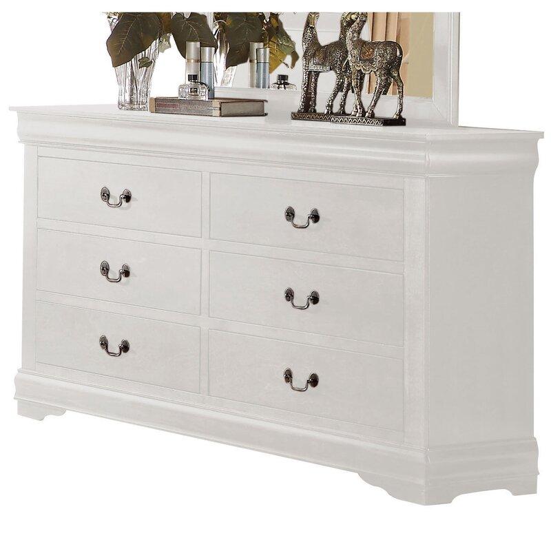 

    
White 6 Drawer Dresser LOUIS PHILLIPE Galaxy Home Traditional Modern
