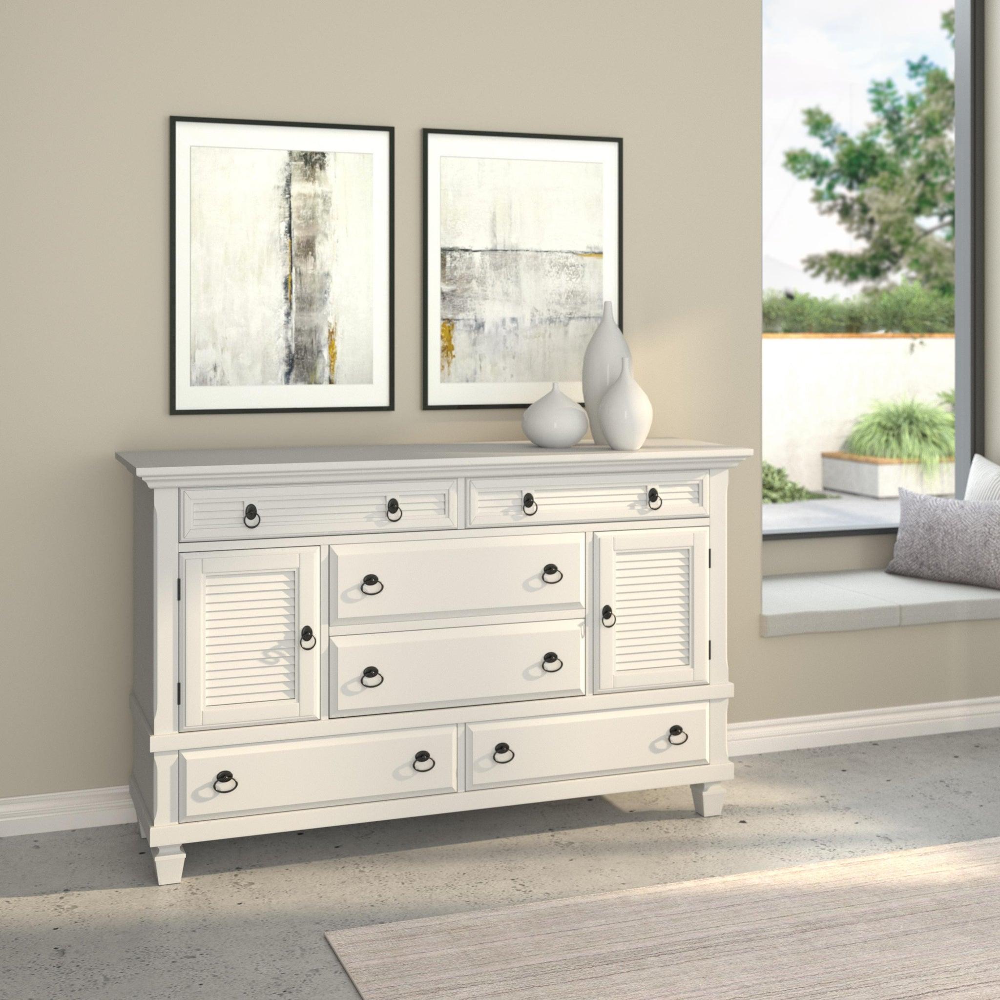 

    
White 6 Drawer Dresser 1306-W-DR WINCHESTER ALPINE Traditional Modern
