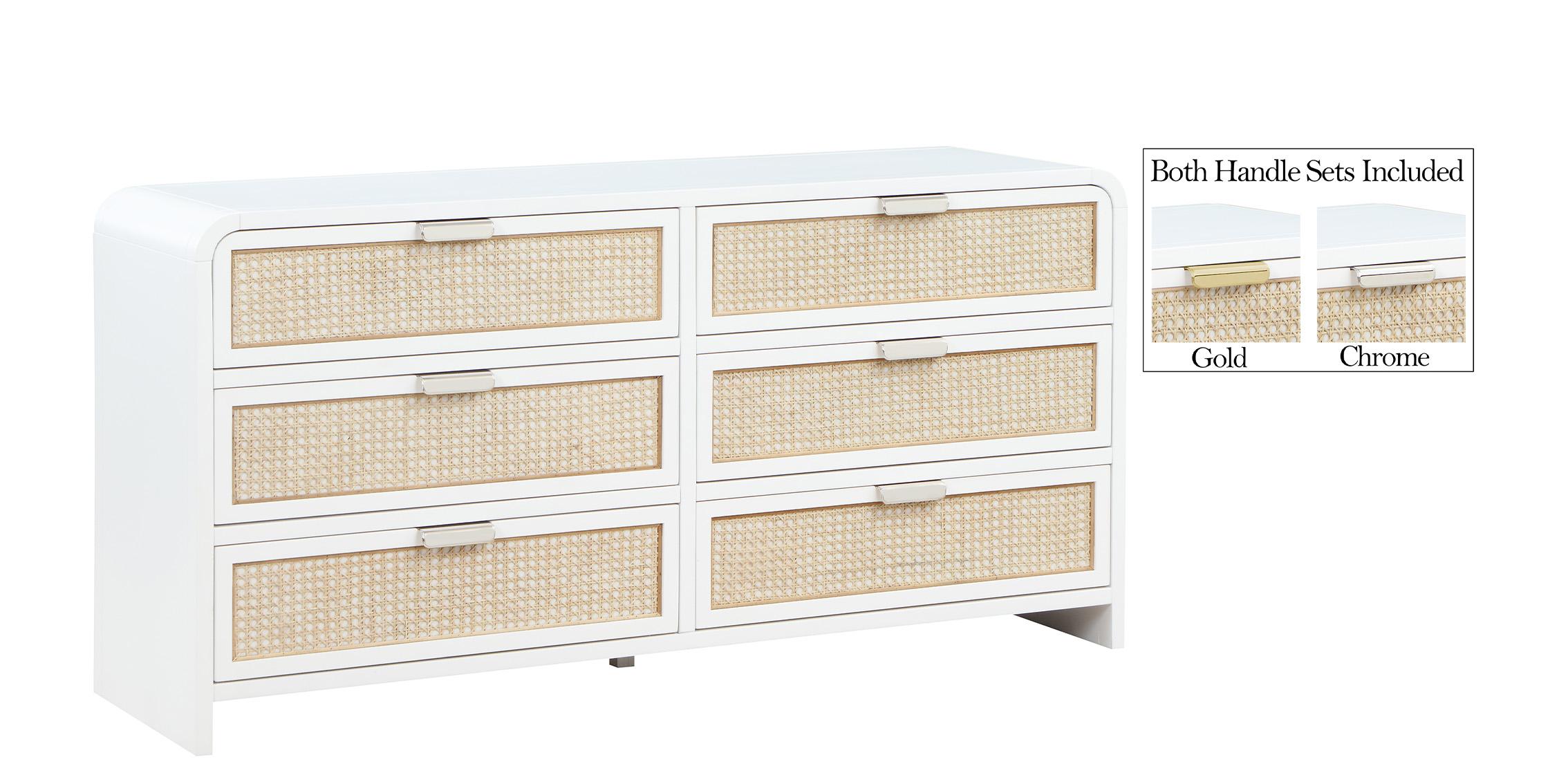 

    
White 6 Drawer Wood Dresser SAGE 873White-D Meridian Contemporary Modern
