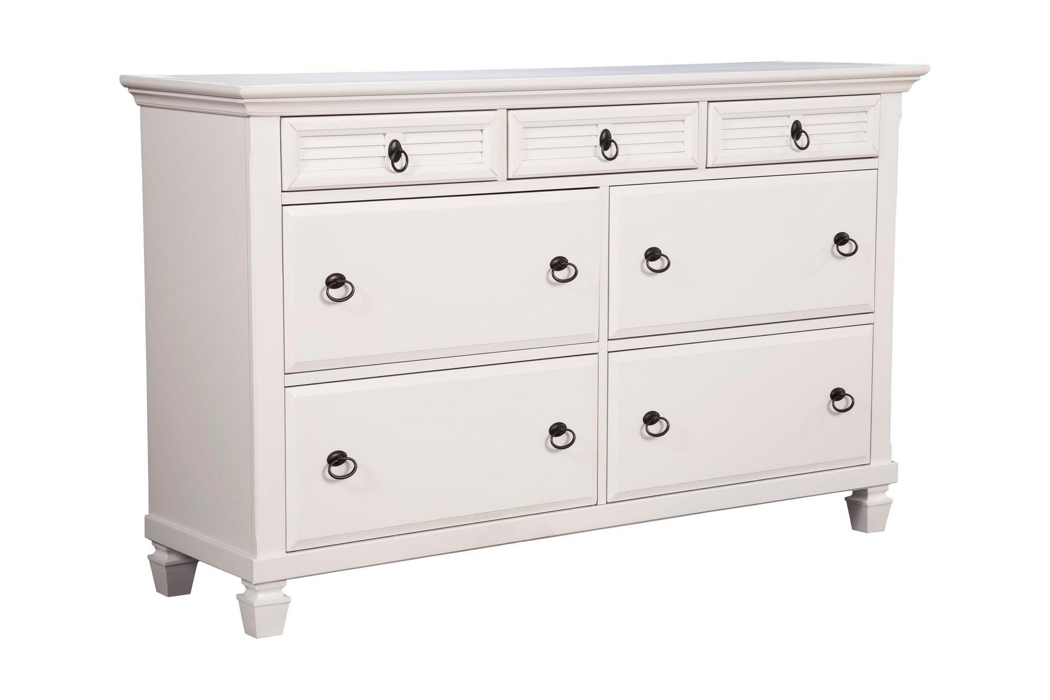 

    
White 7 Drawer Dresser 1306-03 WINCHESTER ALPINE Traditional Modern
