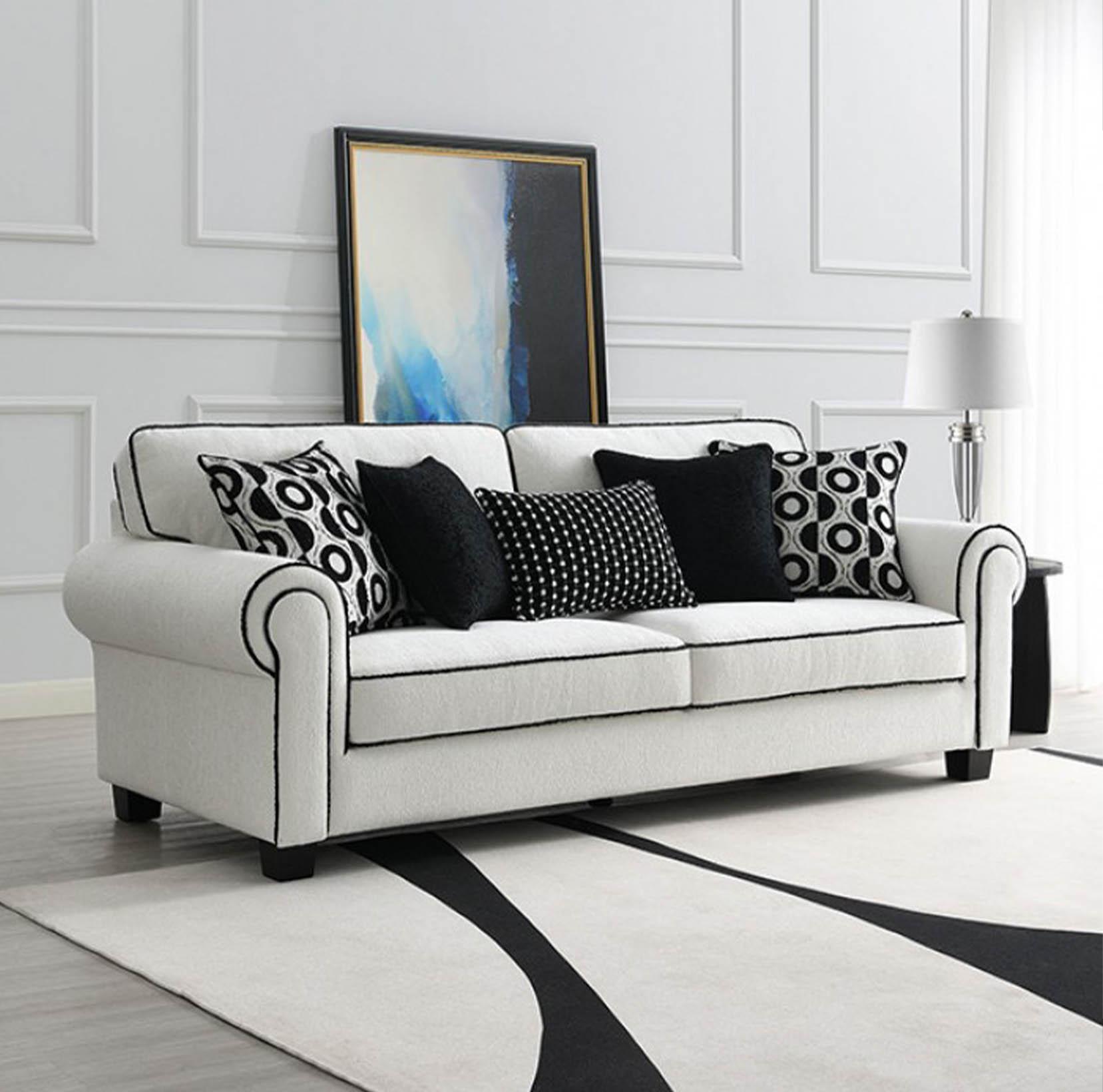 

    
White /Black Chenille Sofa Set 2Pcs VIVIANI FM61007WH-SF FoA Transitional
