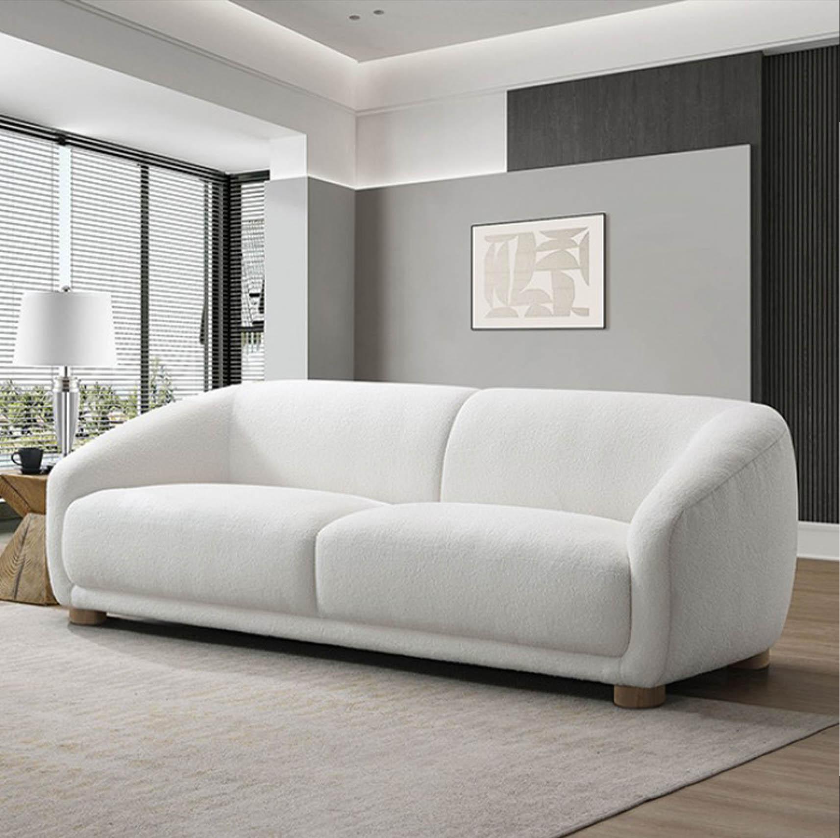 

    
White Boucle Sofa KOLVERE FM61006WH-SF FoA Contemporary Modern
