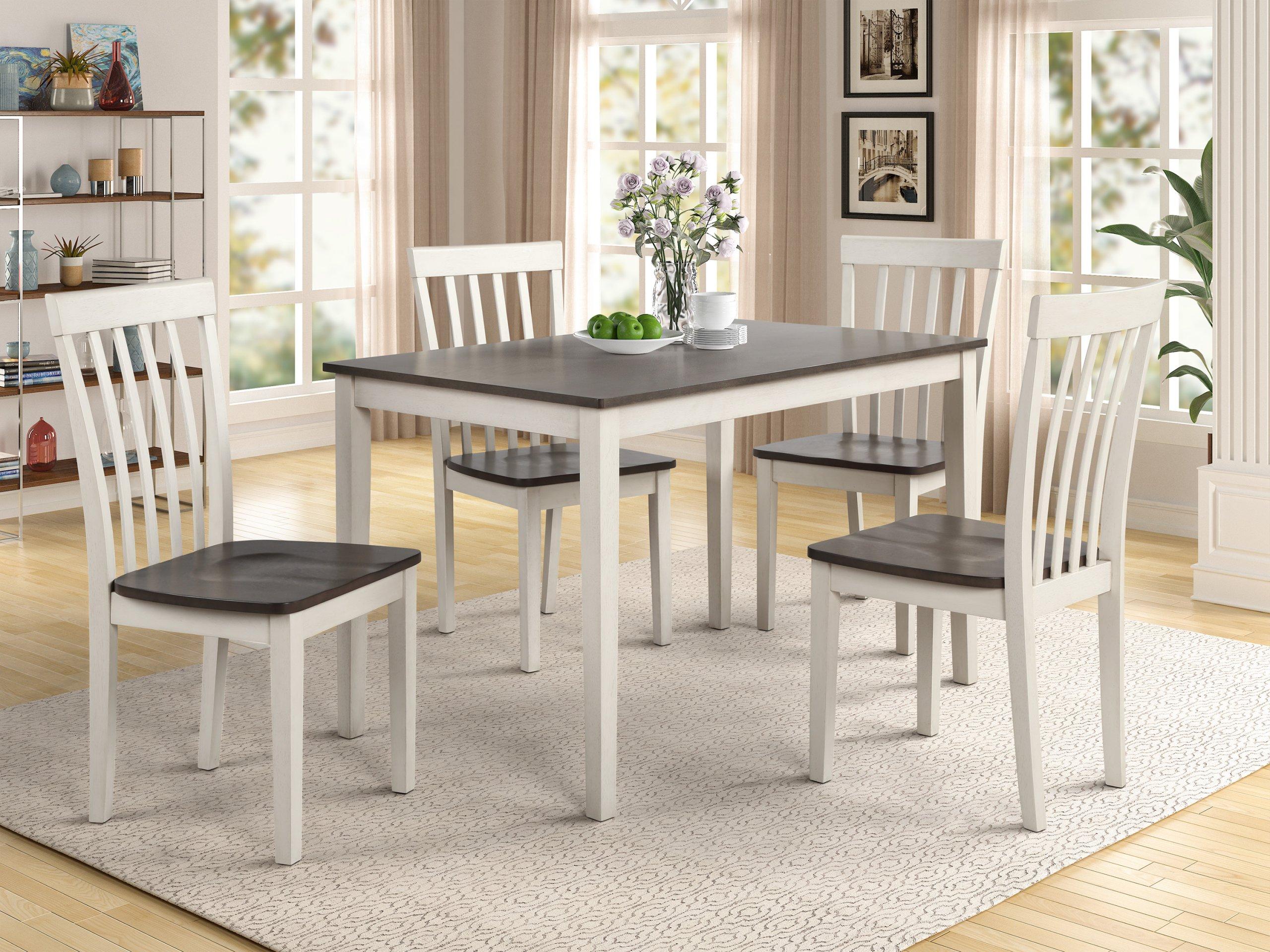 Simple, Farmhouse Dining Room Set Brody 2182SET-WH/GY-5pcs in White 