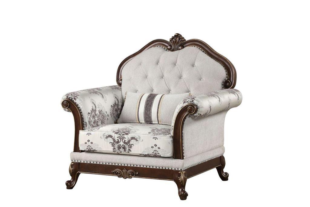 Traditional Arm Chairs Gloria 698781398920 in White Fabric