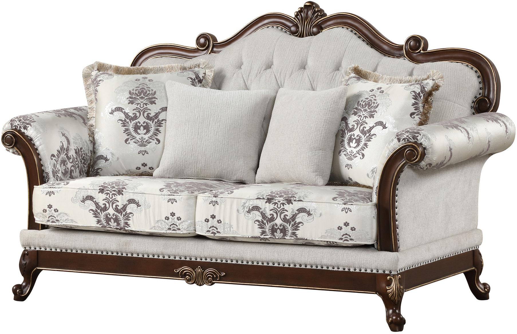 Traditional Loveseat Gloria 698781408858 in White Fabric