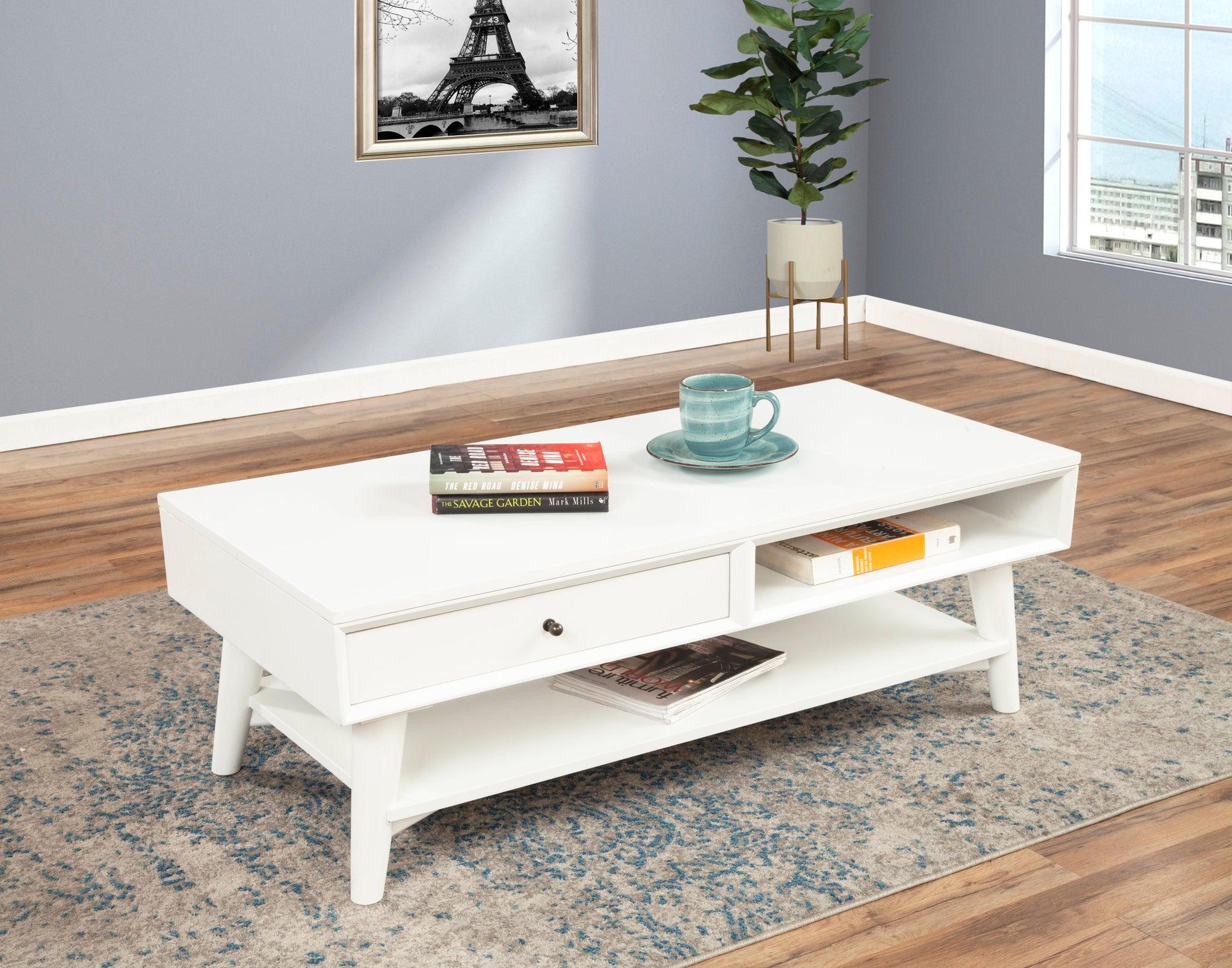 

    
966-W-61-Set-3 White Coffee Table Set 3Pcs Flynn ALPINE Mid Century Modern Contemporary
