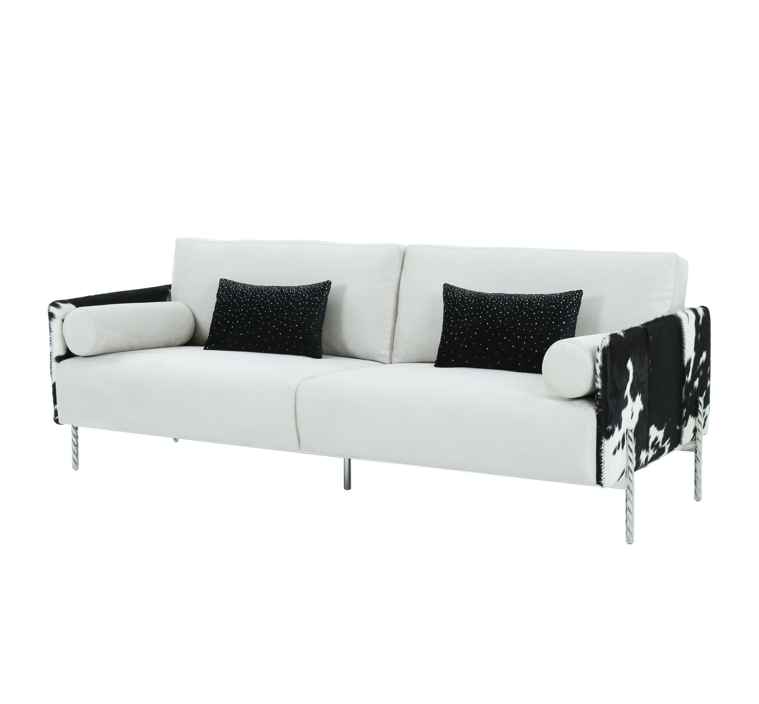 Contemporary, Modern Sofa VGODZW-20028-S VGODZW-20028-S in White, Black Fabric