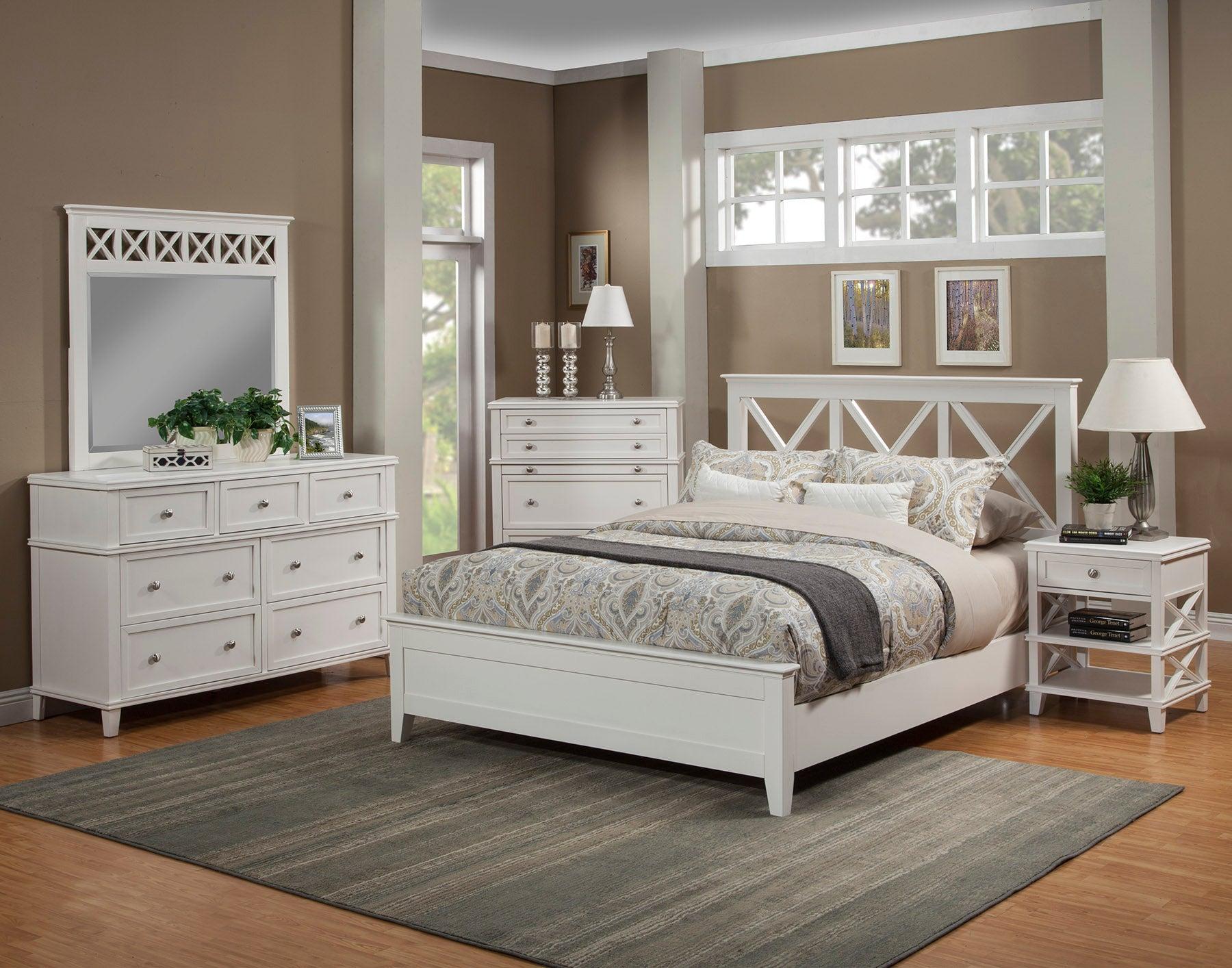 Contemporary Panel Bedroom Set POTTER 955-07CK-Set-5 in White 