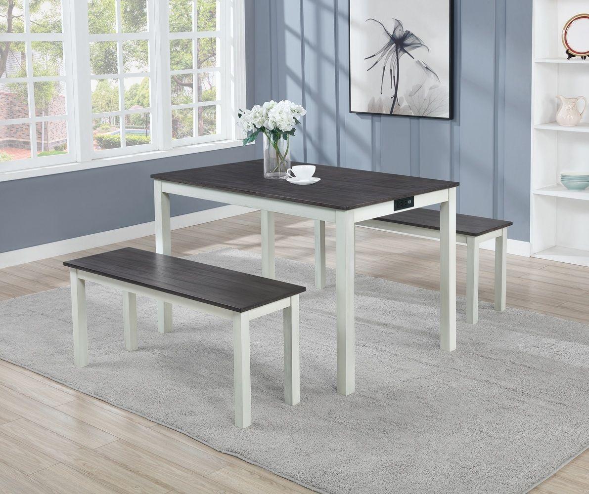 

    
White & Dark Gray Dining Room Table + 2 Benches by Crown Mark Harley 2261WHGY-SET-3pcs
