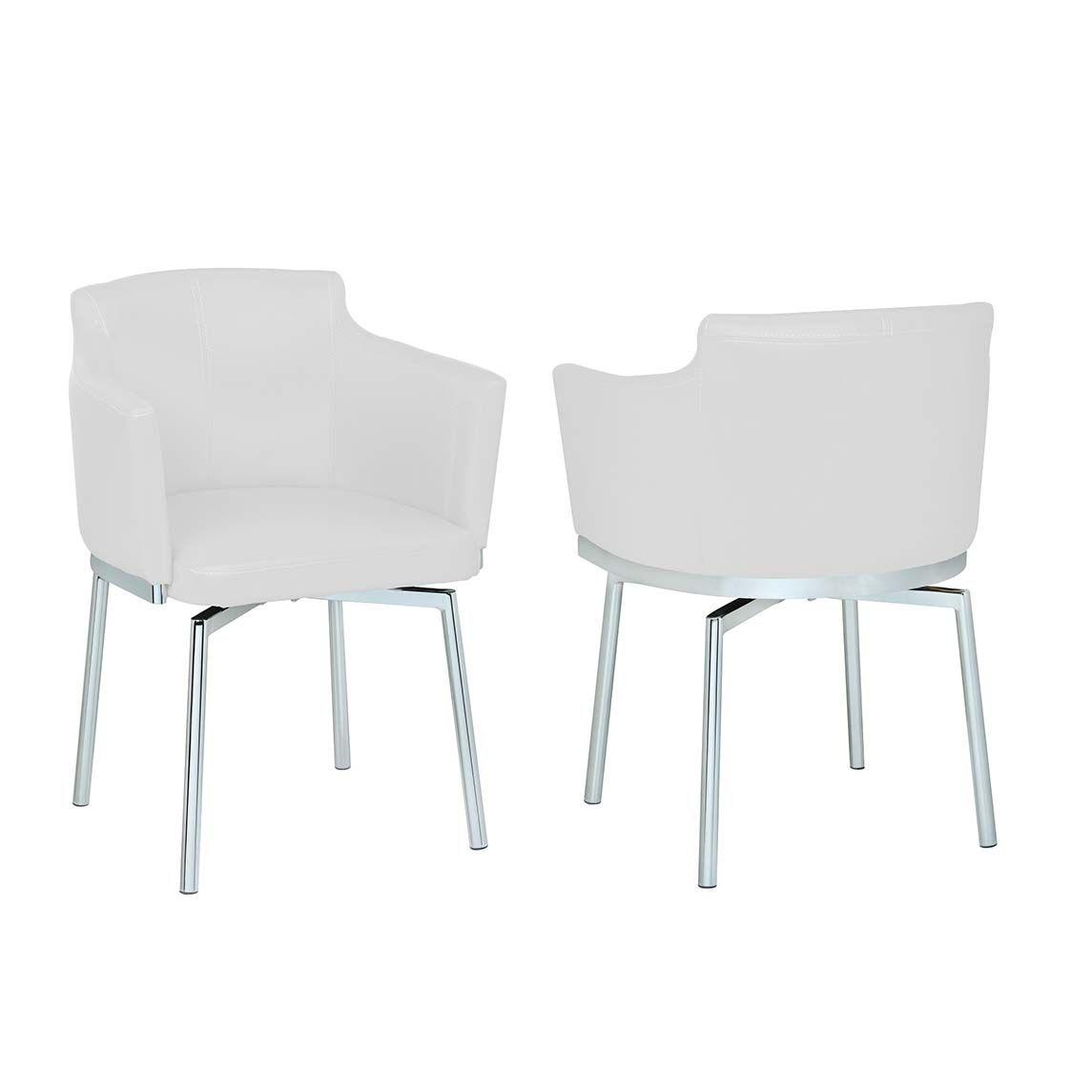 

    
White Eco Leather Chrome finish Club Dining Chairs 2Pcs Dusty by Chintaly Imports
