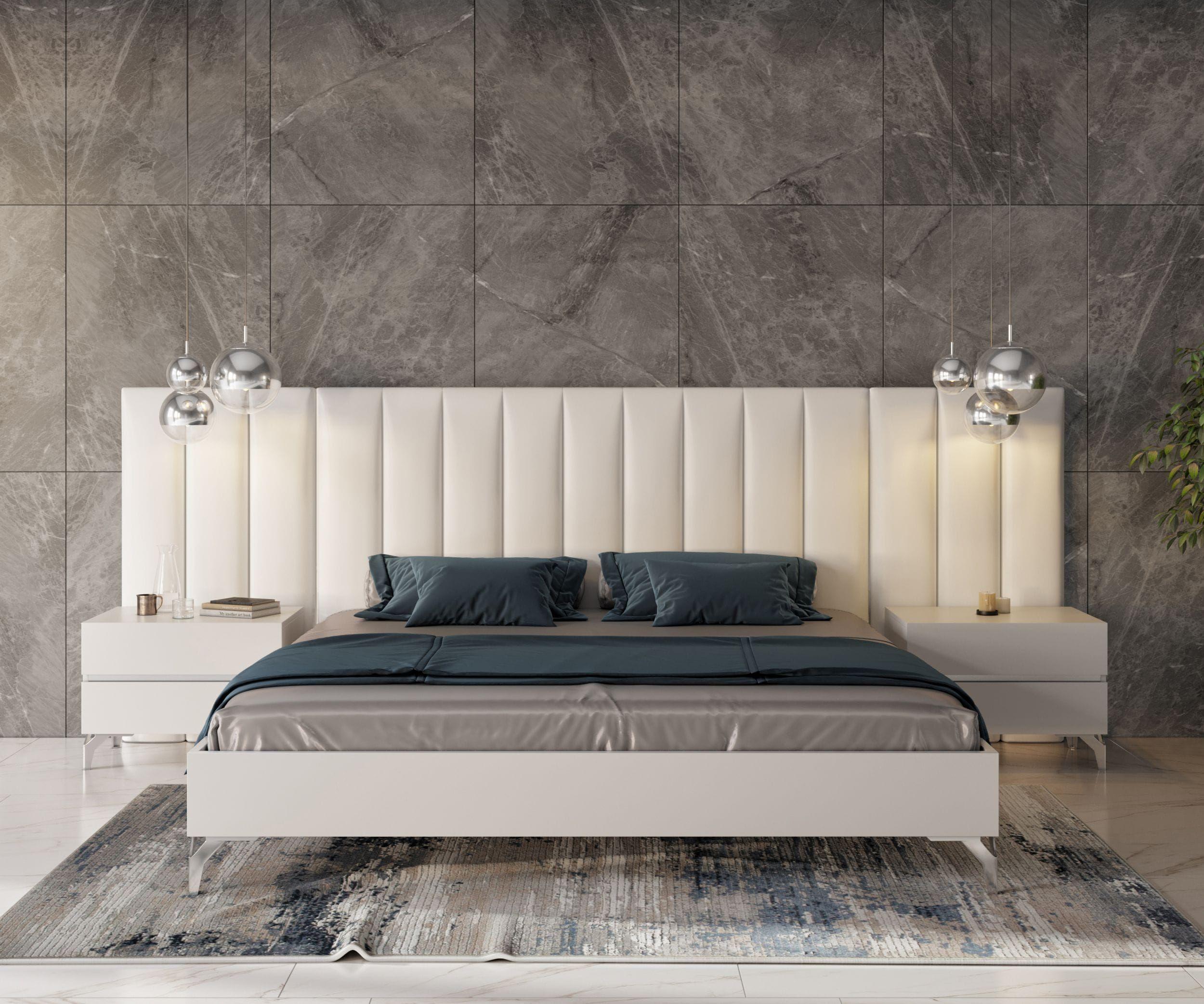 Contemporary, Modern Platform Bedroom Set VGACANGELA-SET-WINGS VGACANGELA-SET-WINGS in White Eco Leather
