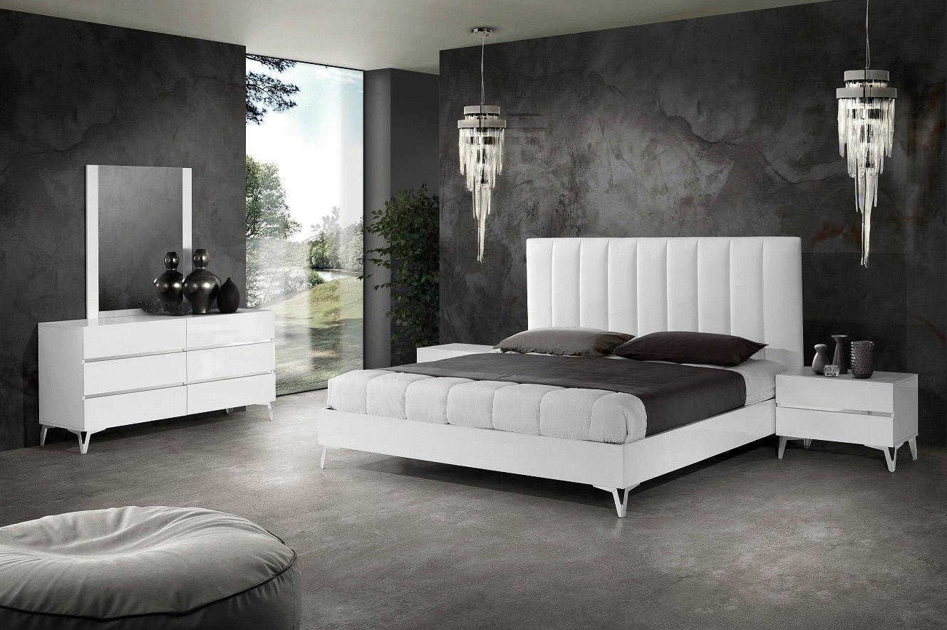 Contemporary, Modern Panel Bedroom Set Nova Domus Angela VGACANGELA-EK-BED-Set-5 in White Eco-Leather