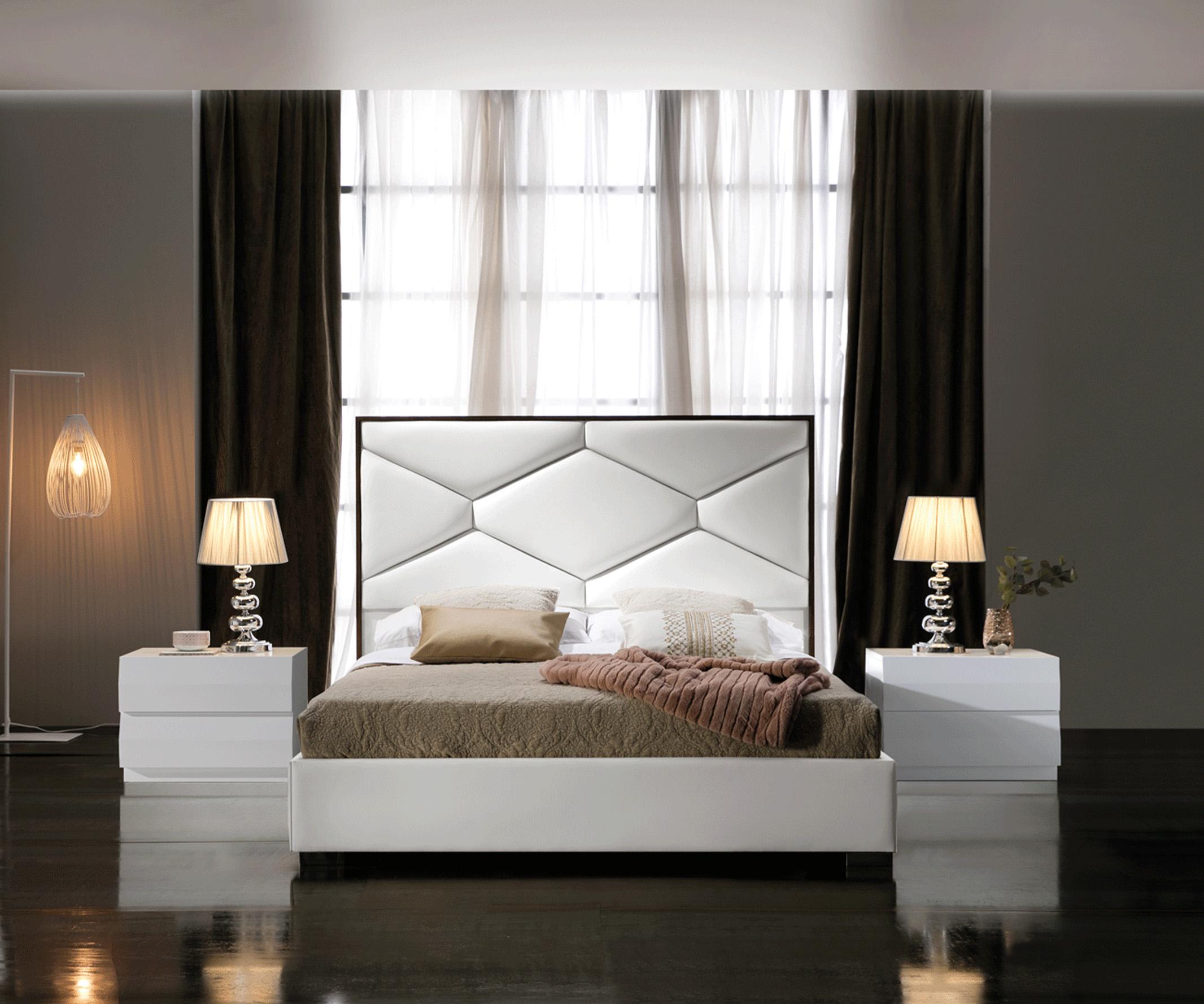 

    
White Eco Leather King Storage Bedroom Set 3Pcs MARTINA ESF Modern DUPEN SPAIN

