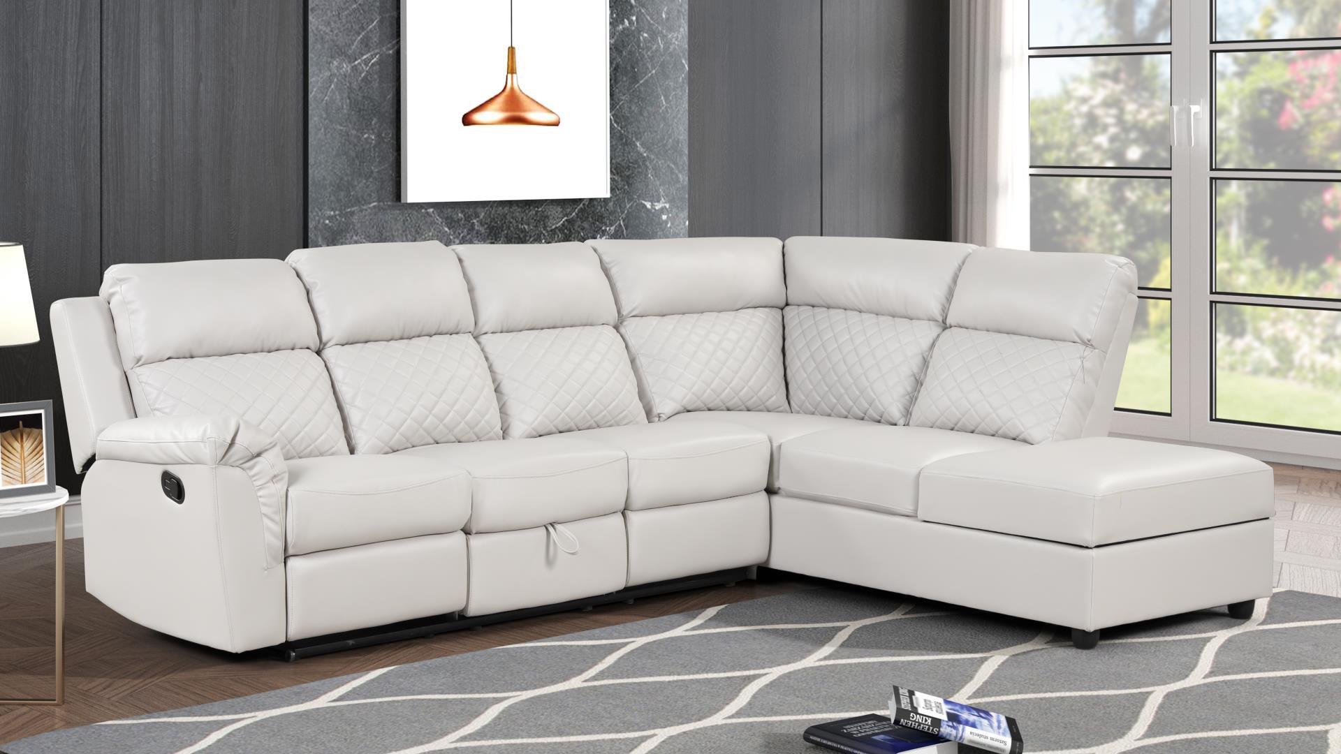 Contemporary, Modern Recliner Sectional CHARLOTTE-WH CHARLOTTE-WH in White Eco Leather