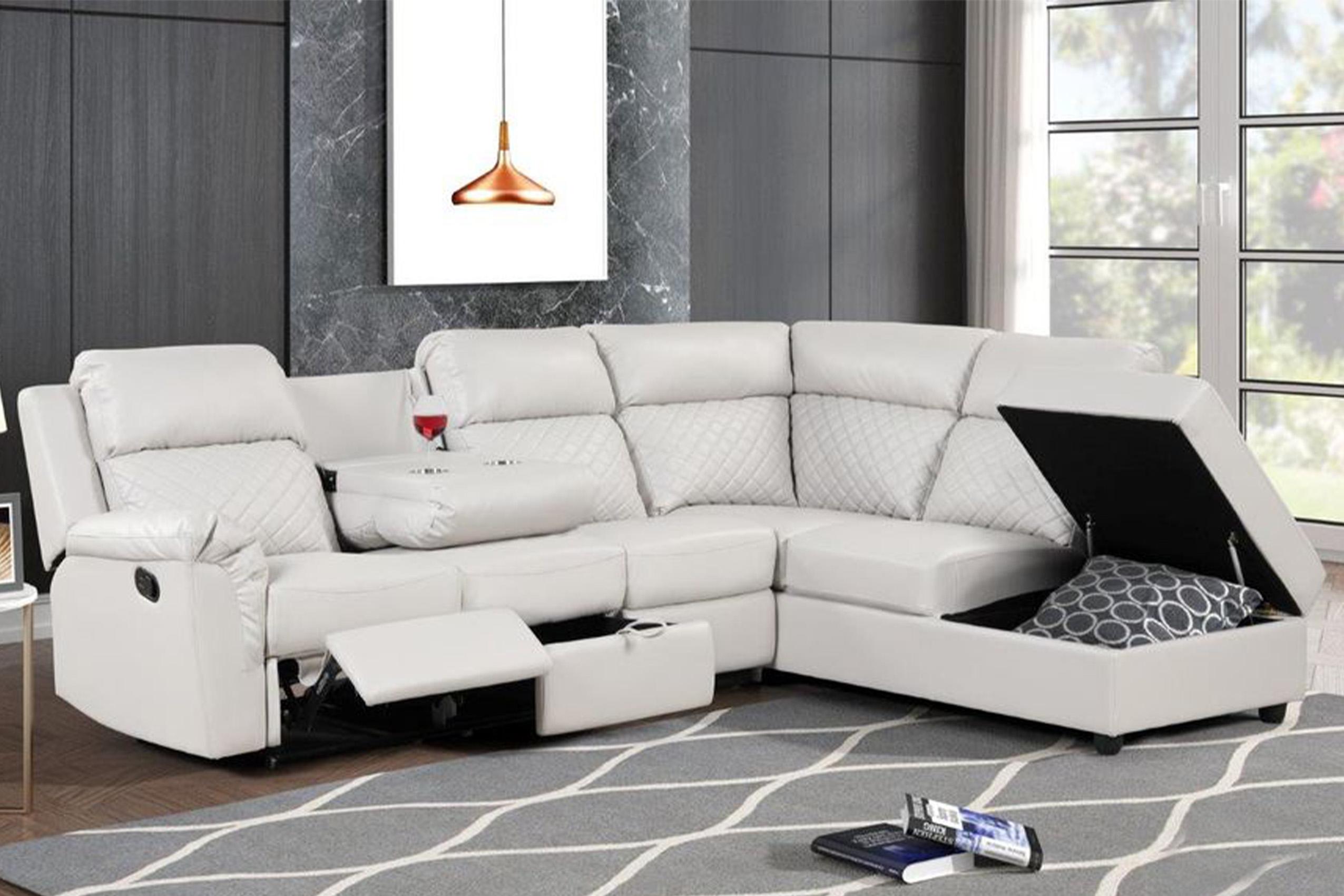 

    
White Eco Leather Manual Recliner Sectional CHARLOTTE Galaxy Home Contemporary
