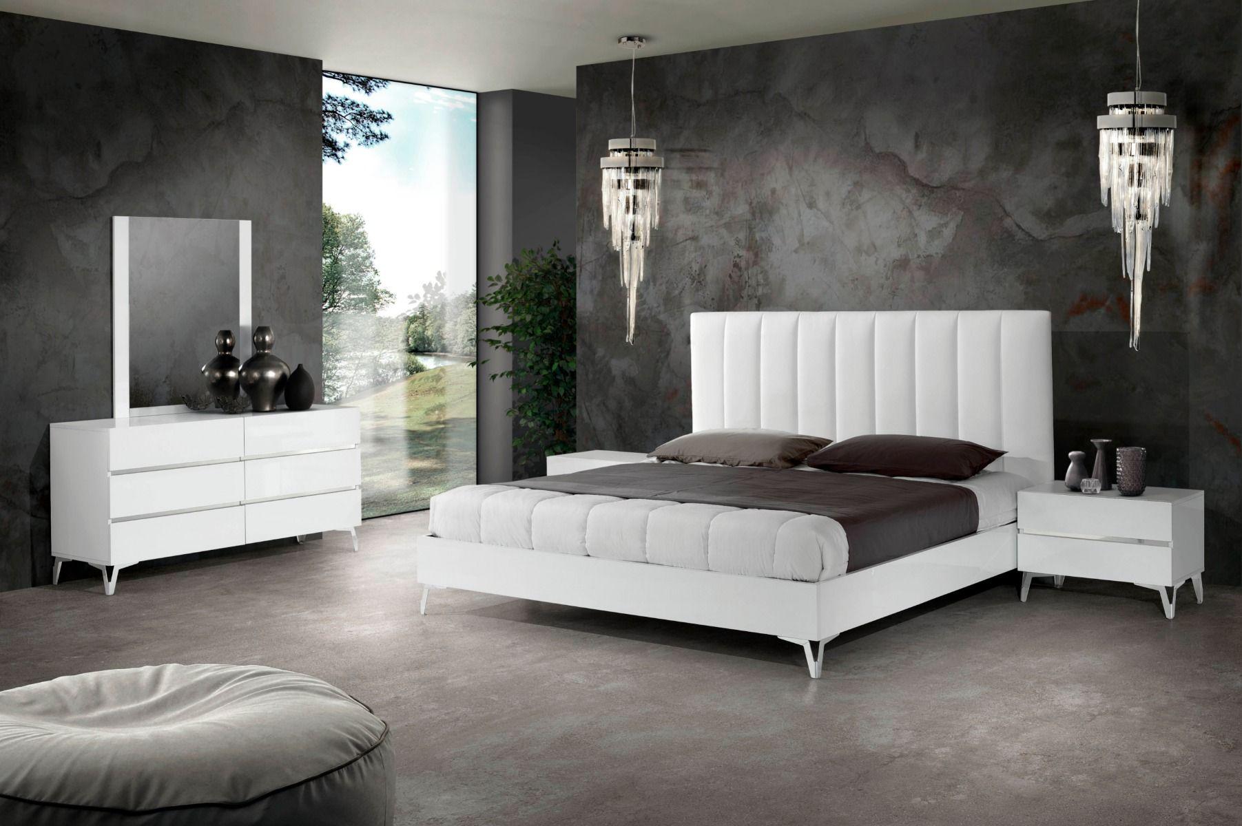 Contemporary, Modern Platform Bedroom Set VGACANGELA-SET VGACANGELA-SET in White Eco Leather