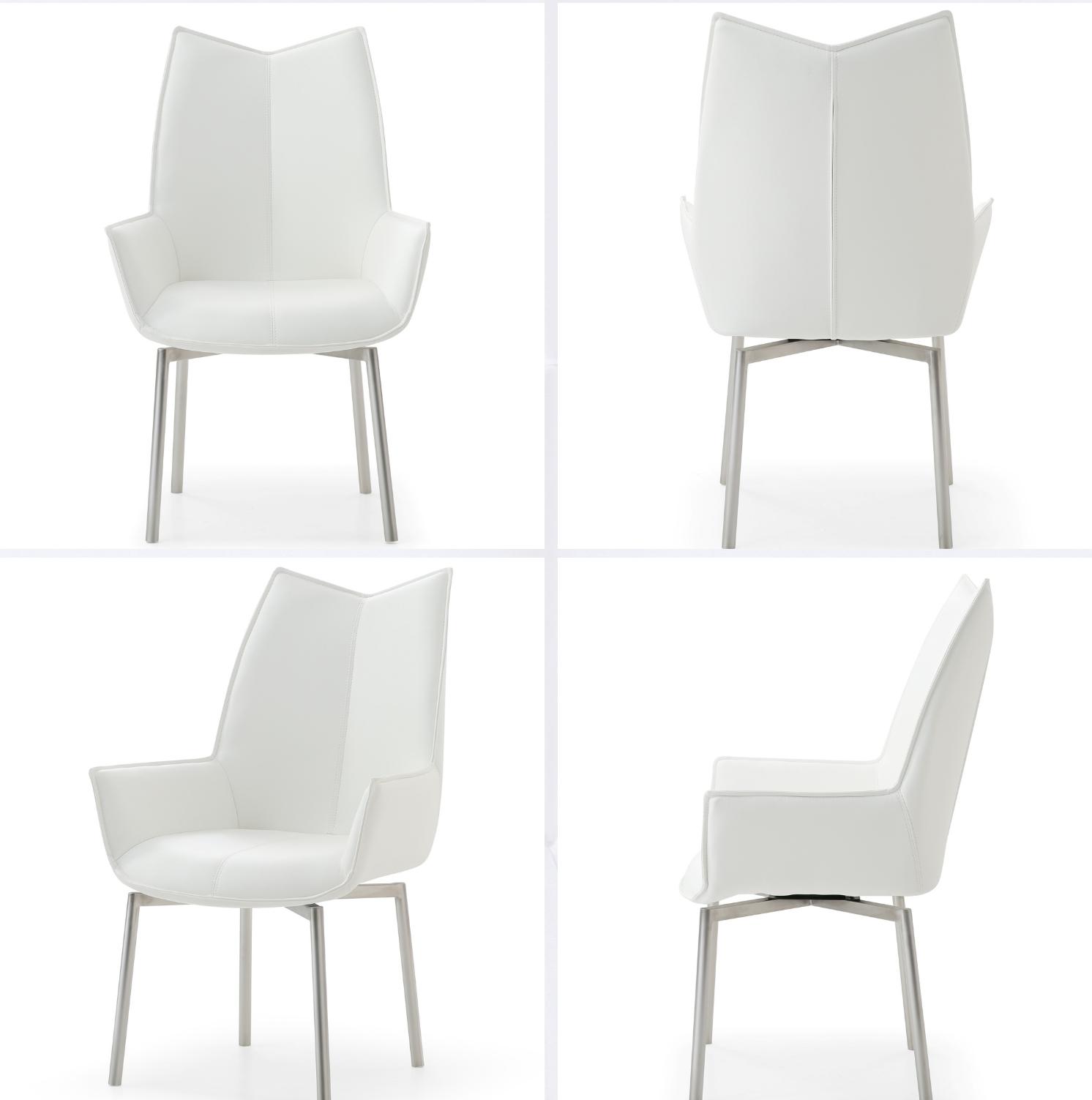 

    
Luke  White Eco Leather Swivel Dining Chairs Set 4 Pc Made in Italy Modern
