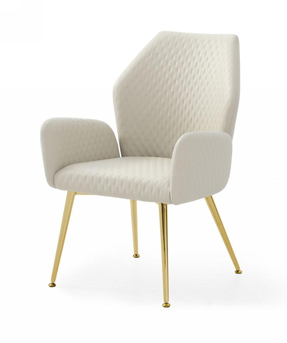 Contemporary, Modern Dining Chair Set Empress VGVCB1908-2pcs in White, Gold Fabric