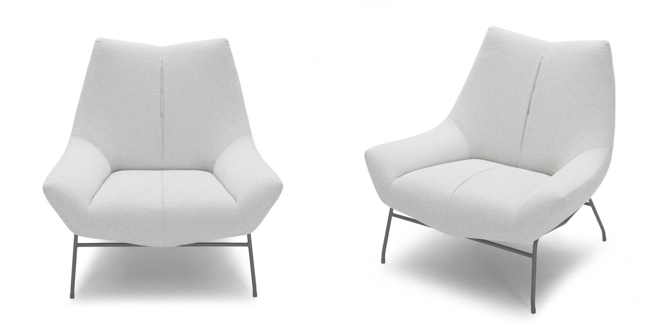 Contemporary, Modern Lounge Chair Set VGKKA1018-WHT-CH-Set-2 VGKKA1018-WHT-CH-Set-2 in White Fabric