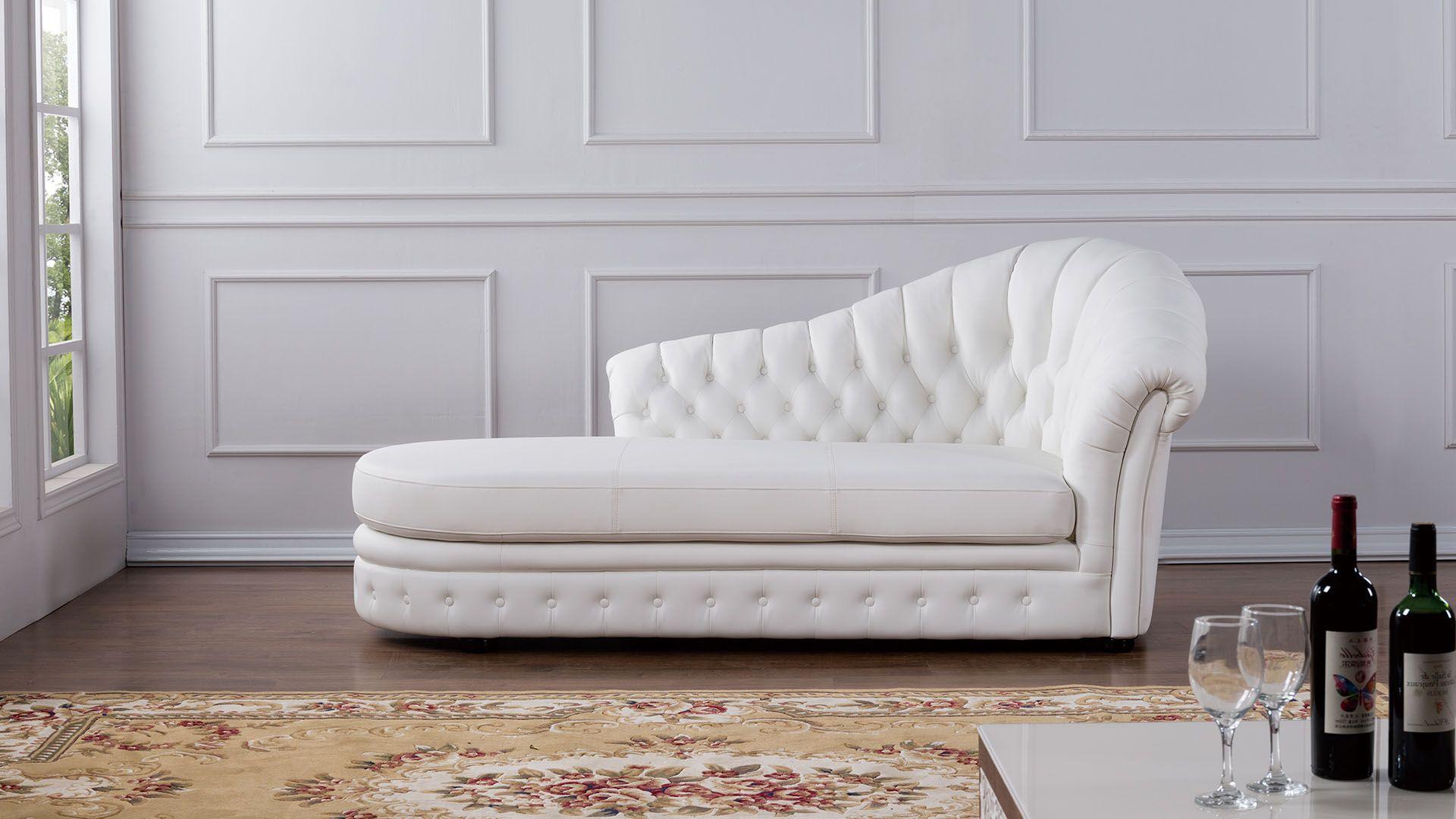 Modern Sofa Chaise AE-L500-W AE-L500R-W in White Faux Leather