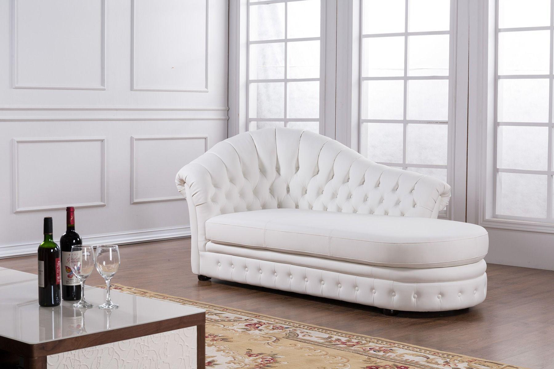 

    
White Faux Leather Accent Chaise Right American Eagle AE-L500-W Modern
